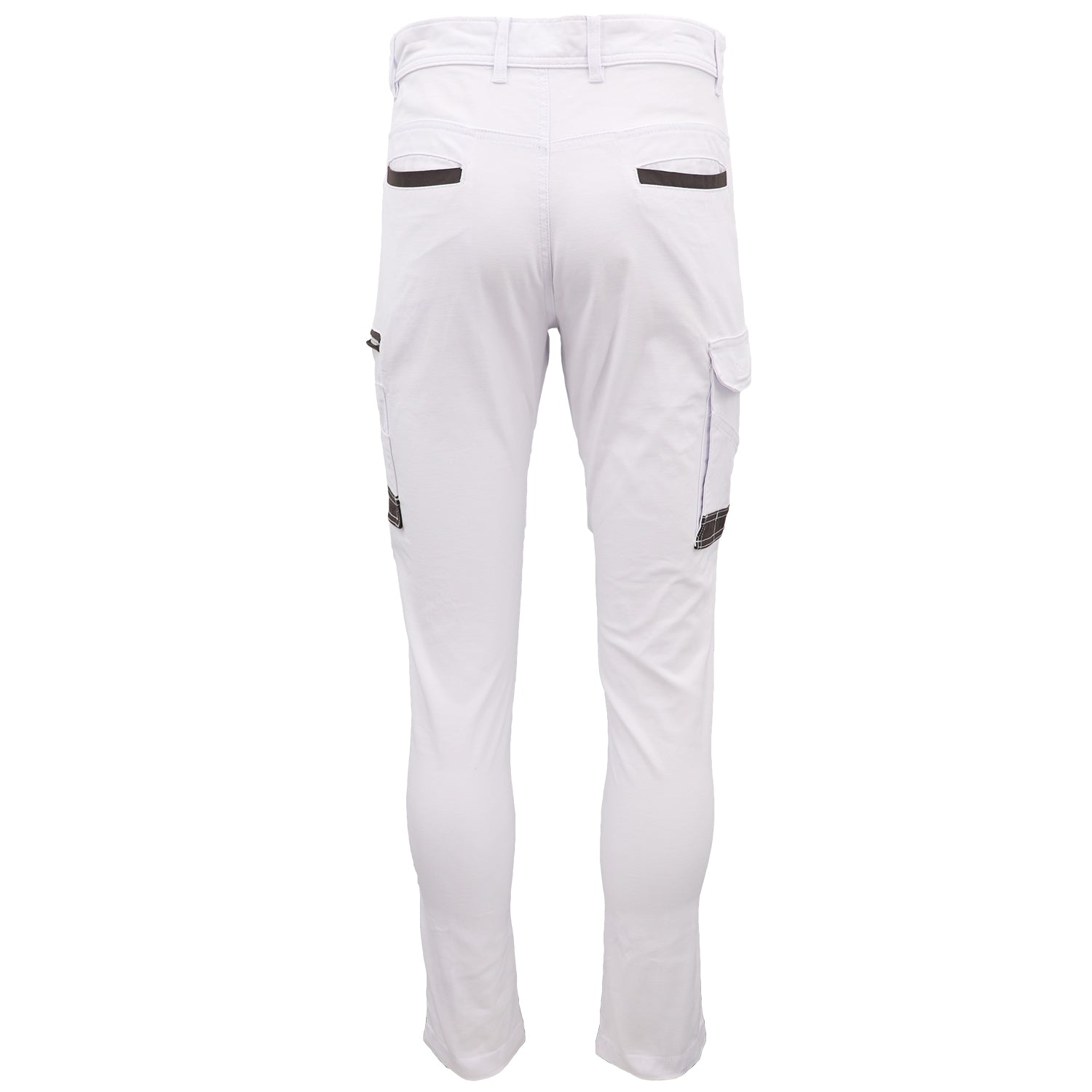 Men's Cotton Drill Cargo Work Pants UPF 50+ 13 Pockets Tradies Workwear Trousers, White, 34