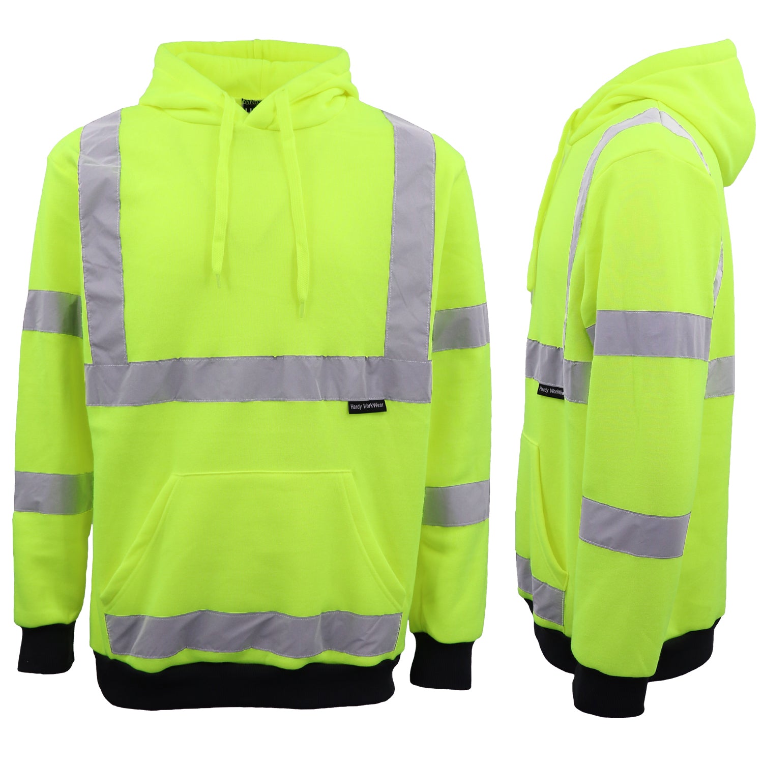 HI VIS Hooded Safety Jumper Hoodie Sweatshirt Tradie Workwear Fleece Jacket Coat, Fluro Pink, XL 9