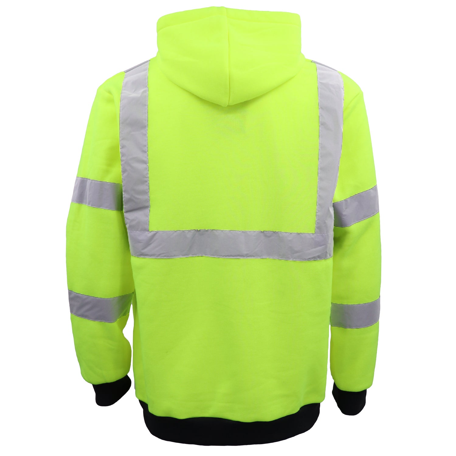 HI VIS Hooded Safety Jumper Hoodie Sweatshirt Tradie Workwear Fleece Jacket Coat, Fluro Yellow, XS 5
