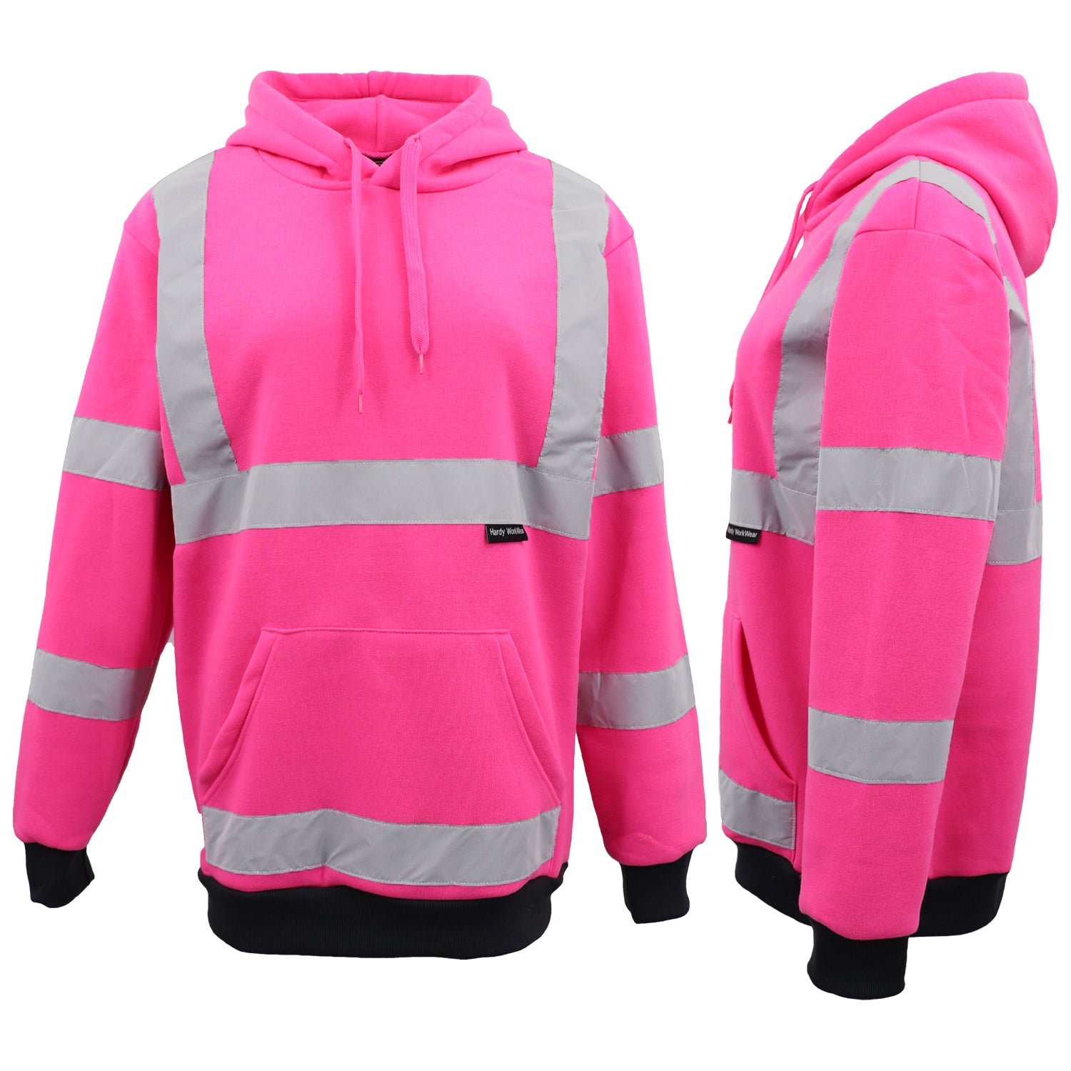 HI VIS Hooded Safety Jumper Hoodie Sweatshirt Tradie Workwear Fleece Jacket Coat, Fluro Yellow, 3XL 10