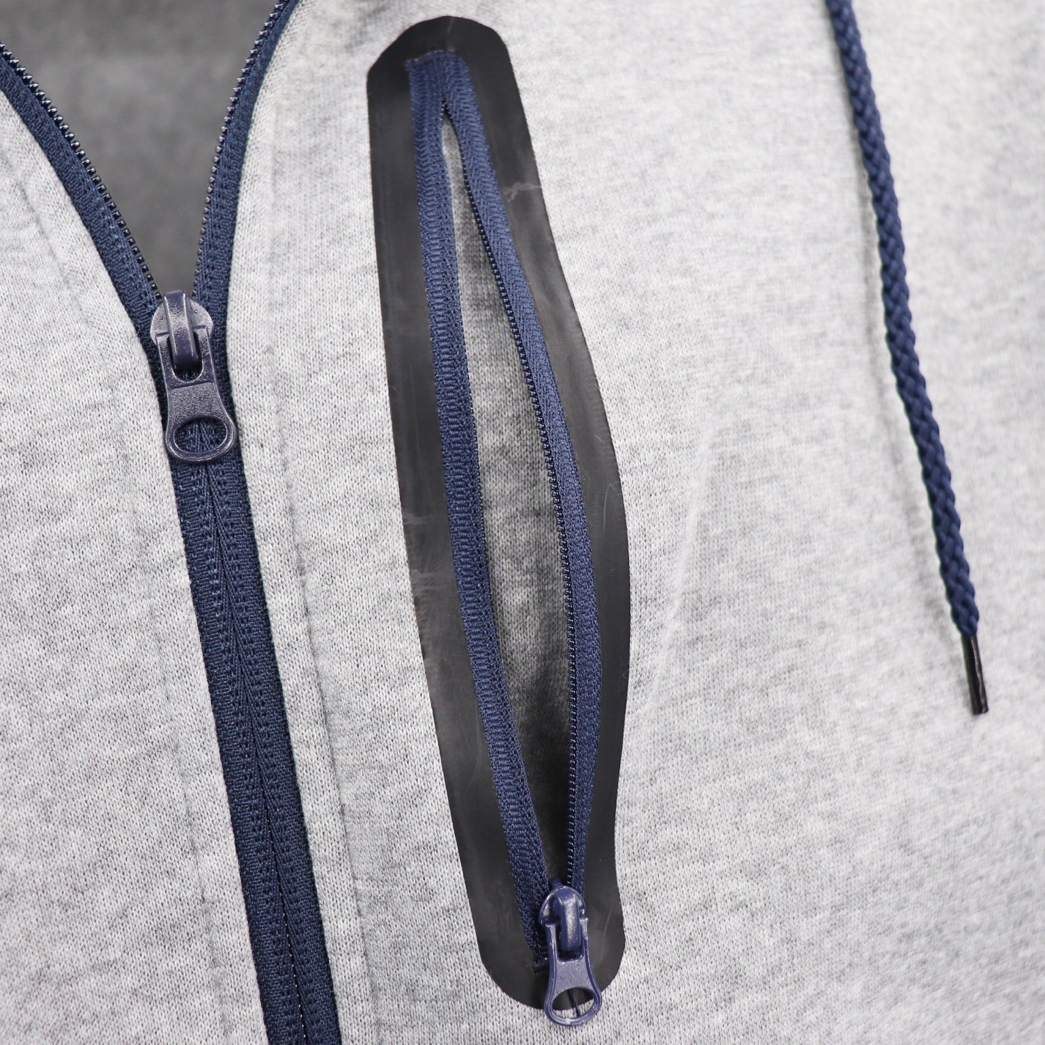 Men's Adult Full Zip Hoodie Jumper Active Two-Tone Jacket Coat Sports Zip Pocket, Navy, M 10