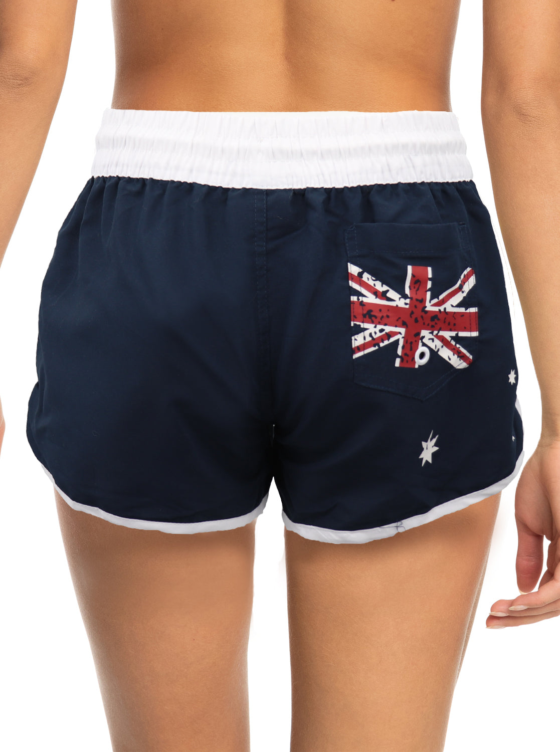 Ladies' Women's Board Shorts Australian Day Flag Gym Beach Aussie Swim Souvenir, Navy, 16 3