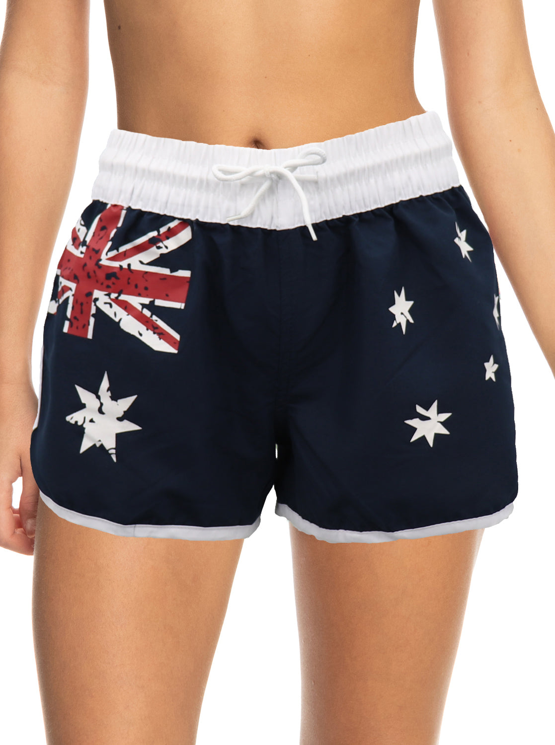 Ladies' Women's Board Shorts Australian Day Flag Gym Beach Aussie Swim Souvenir, Navy, 16 5