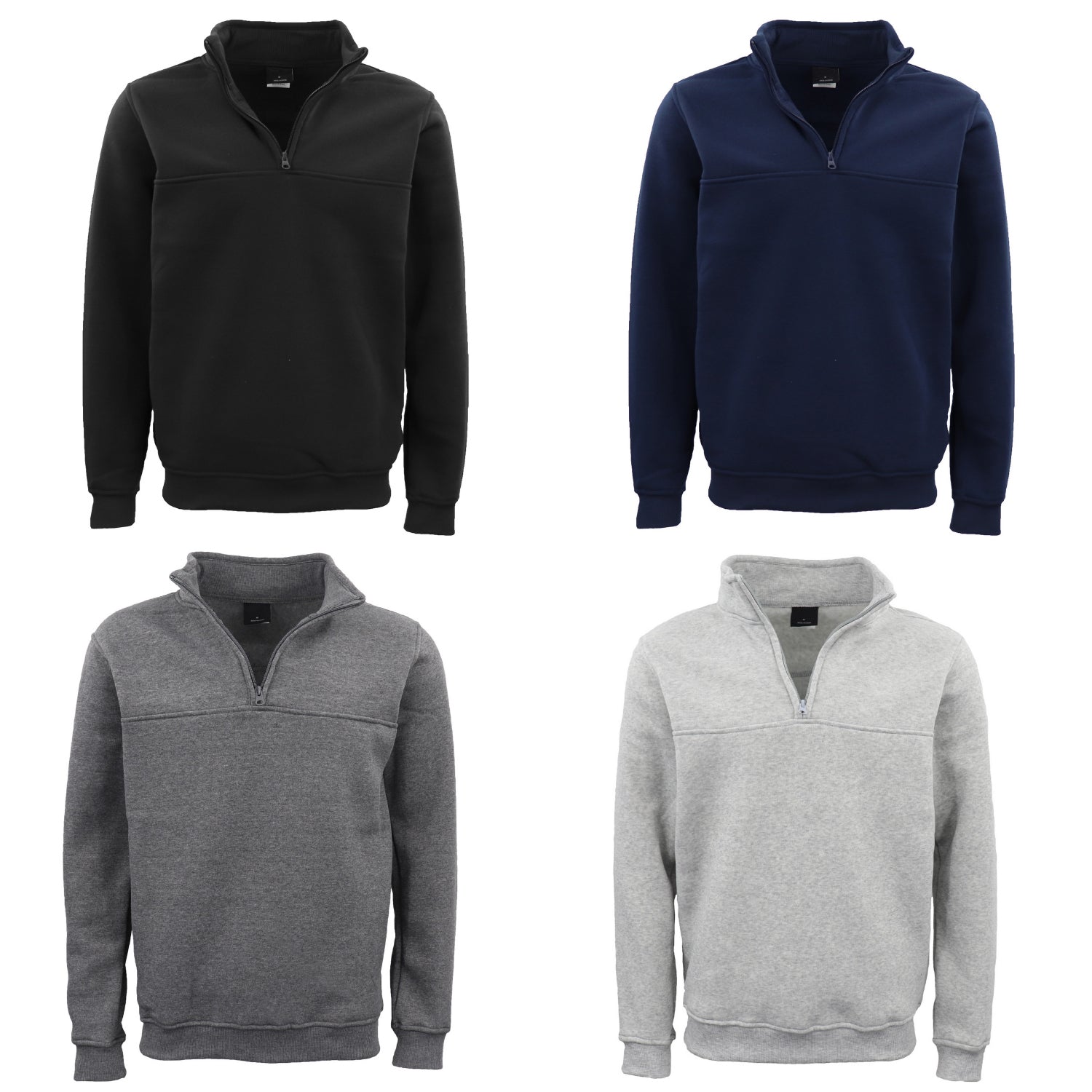 New Men's Unisex Adult Half-Zip Fleece Jumper Pullover Stand Collar Jacket Shirt, Black, 2XL 5