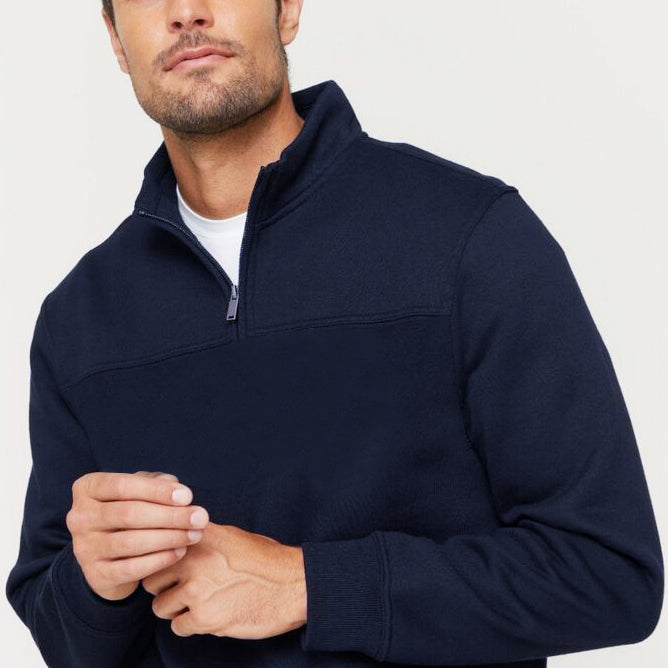 New Men's Unisex Adult Half-Zip Fleece Jumper Pullover Stand Collar Jacket Shirt, Dark Grey, S 5