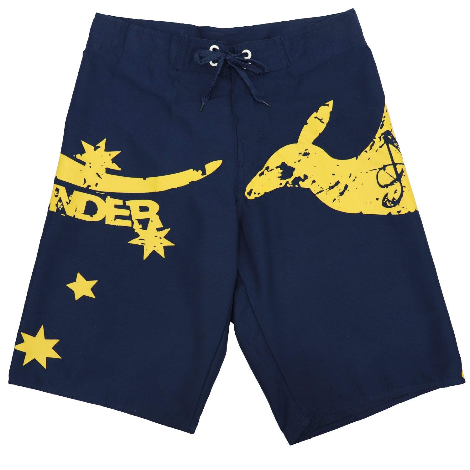 Men's Adult Board Shorts Australia Day Kangaroo Down Under Souvenir Beach Wear, Navy/Yellow, L 4