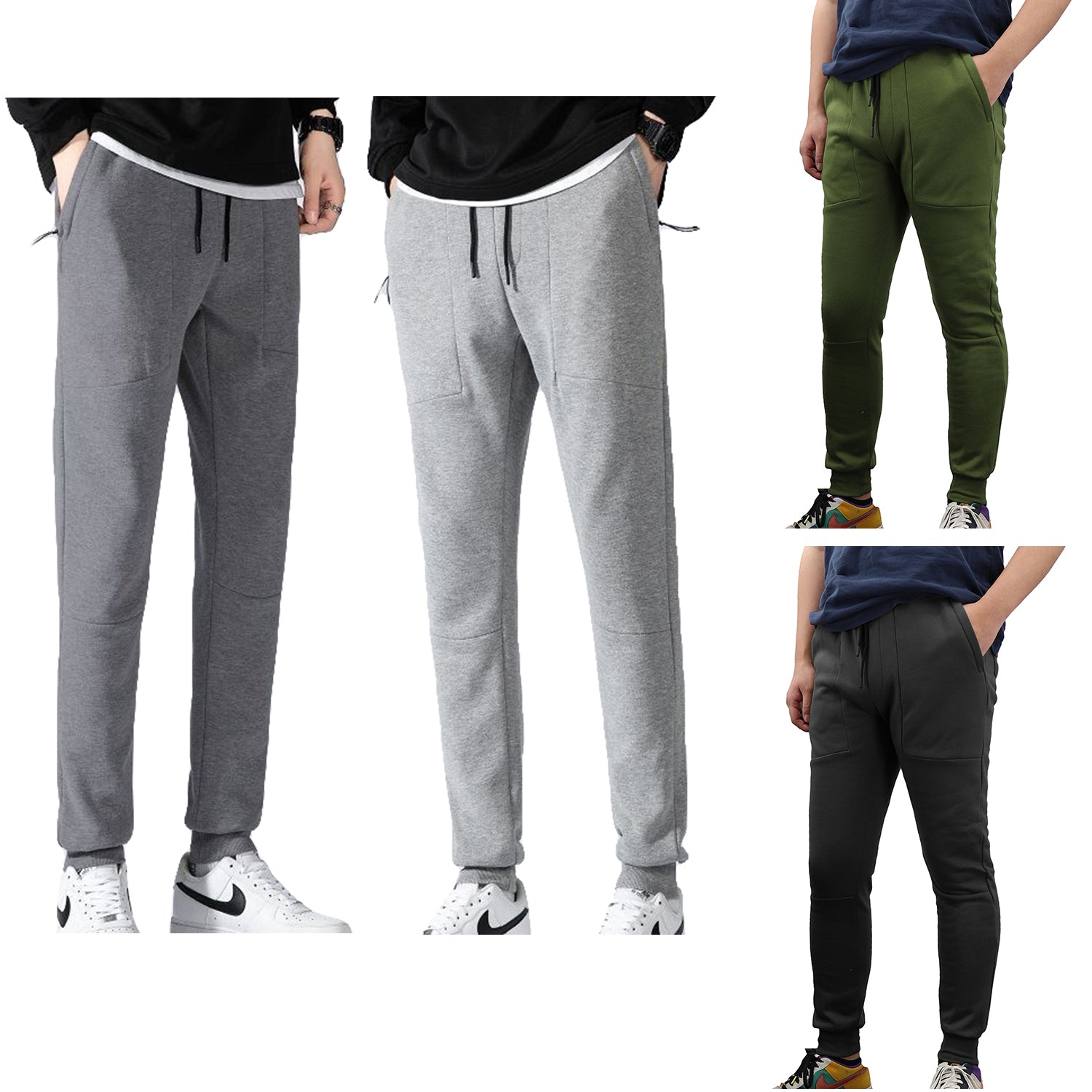Men's Fleece Slim Trackpant Sport Joggers w Zipped Pockets Gym Casucal Trousers, Dark Grey, 3XL 5
