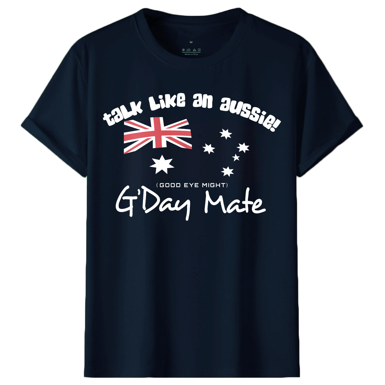 100% Cotton Australian Day Flag T-Shirt Aussie G'Day Mate Navy Souvenir Tee Top, Navy, S 4