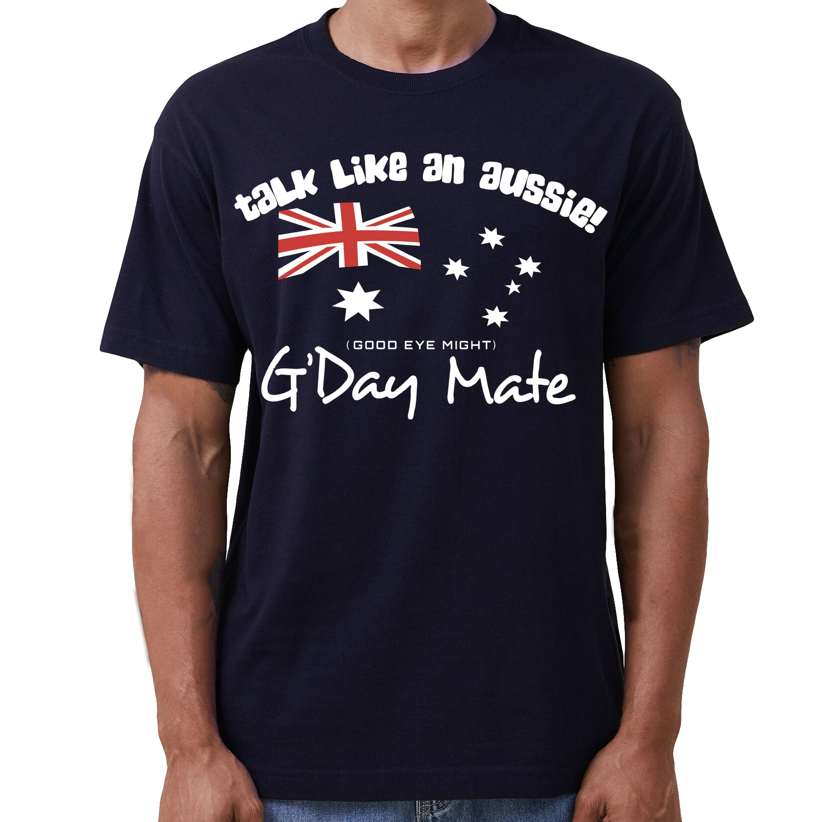 100% Cotton Australian Day Flag T-Shirt Aussie G'Day Mate Navy Souvenir Tee Top, Navy, 2XL 3
