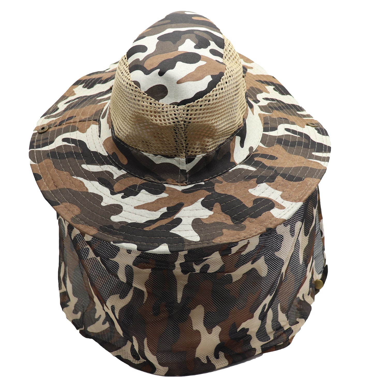 Bucket Flap Boonie Slouch Hat Wide Brim Mesh Crown Neck UV Protect Breathable, Desert Camo 3