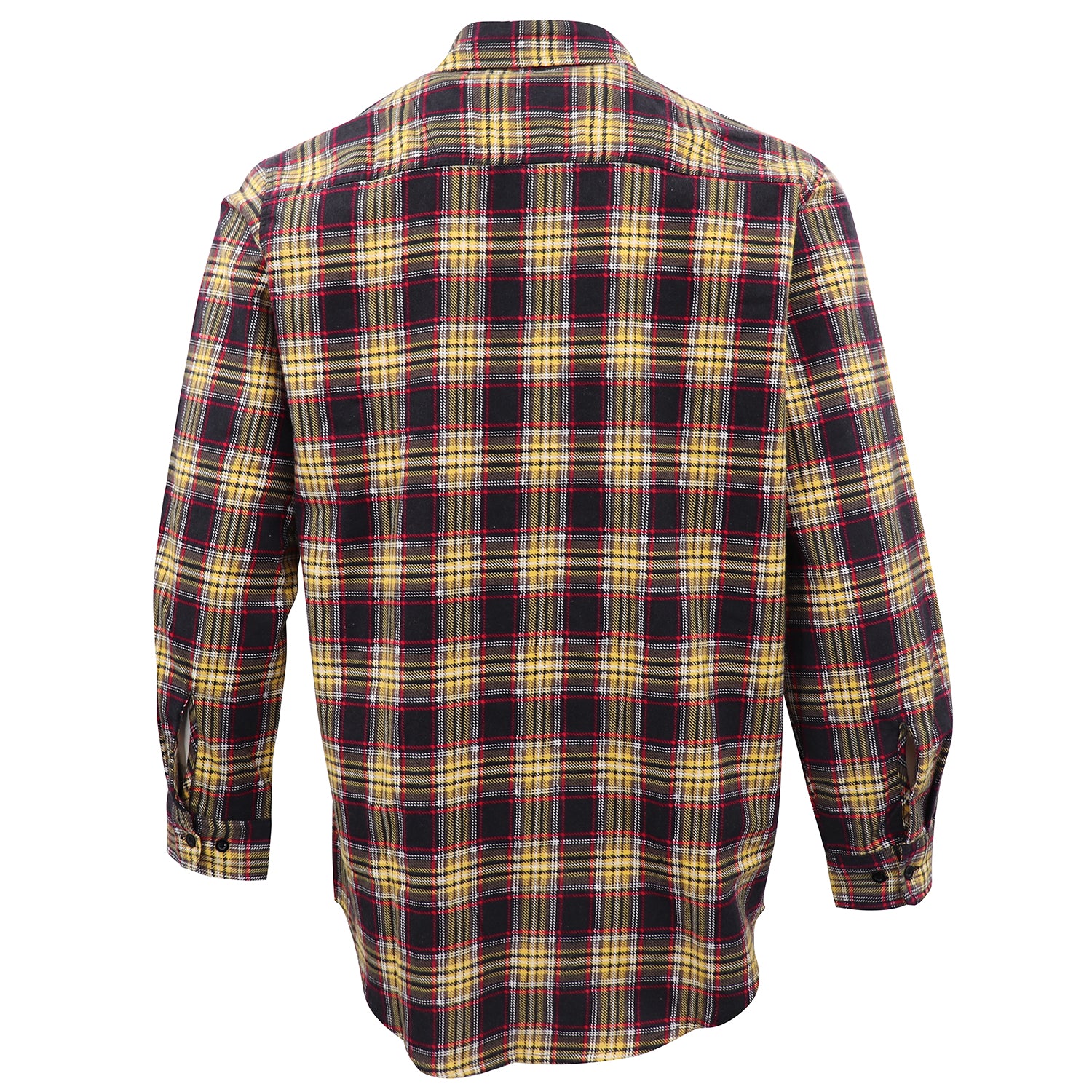 Men's 100% Cotton Flannelette Shirt Long Sleeve Plaid Check Flannel w Pockets, Golden Horizon Plaid, S 3