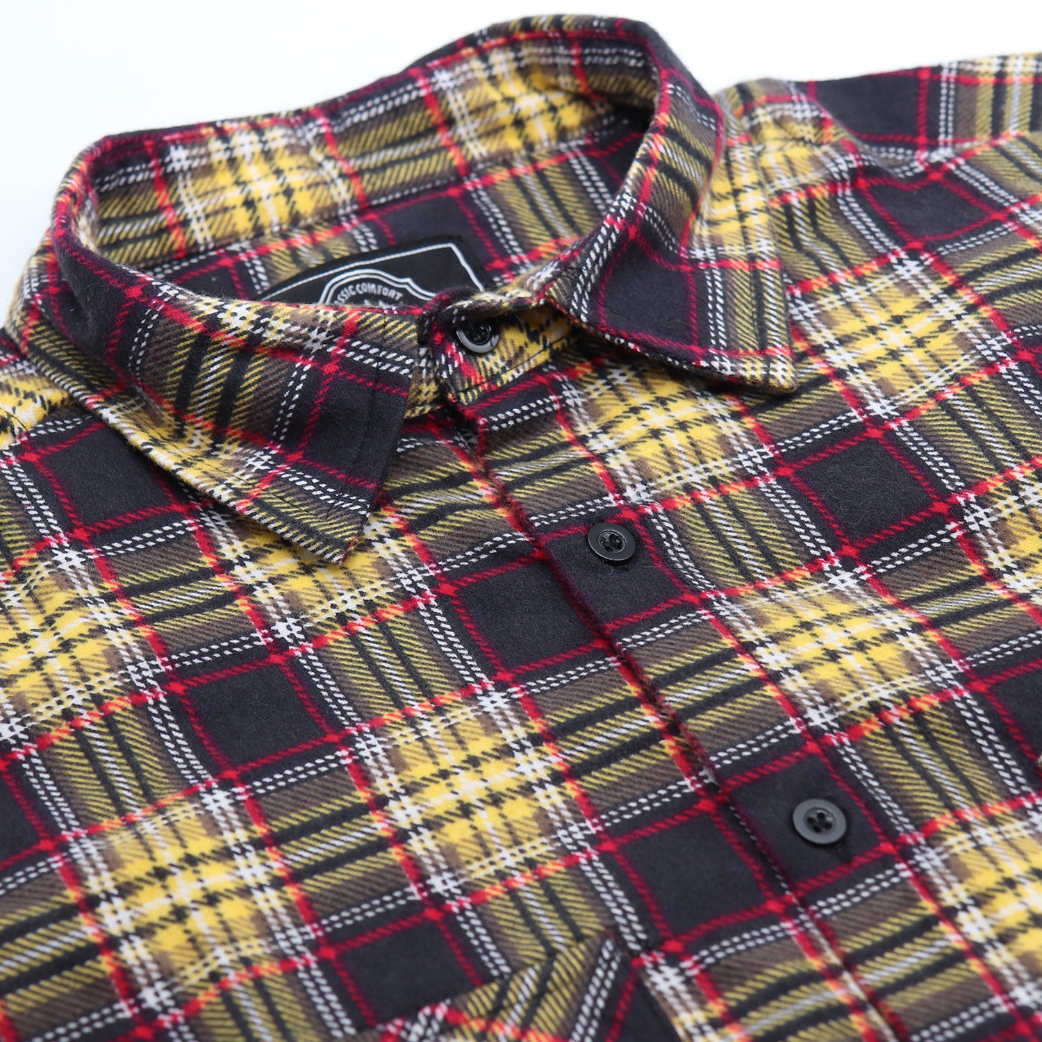 Men's 100% Cotton Flannelette Shirt Long Sleeve Plaid Check Flannel w Pockets, Golden Horizon Plaid, M 4