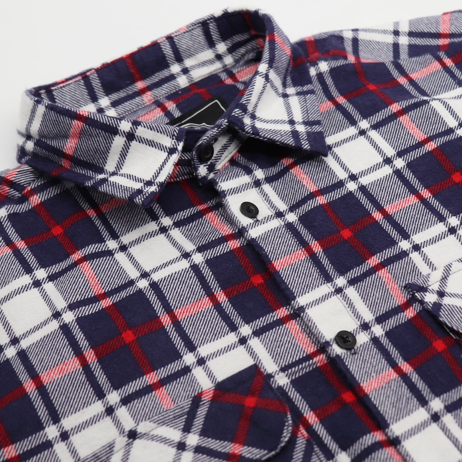 Men's 100% Cotton Flannelette Shirt Long Sleeve Plaid Check Flannel w Pockets, Snowfall Navy Plaid, M 4
