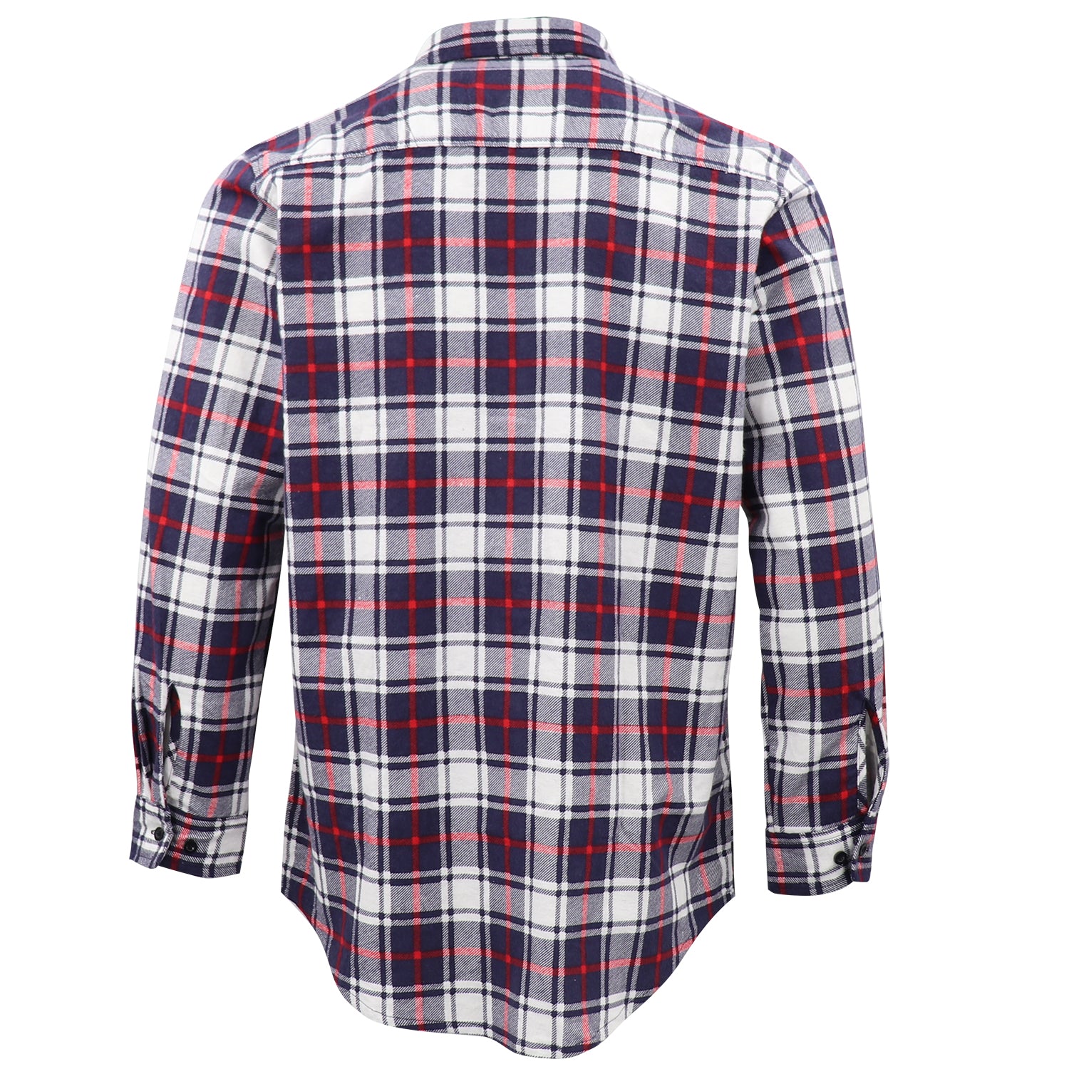 Men's 100% Cotton Flannelette Shirt Long Sleeve Plaid Check Flannel w Pockets, Snowfall Navy Plaid, 2XL 3