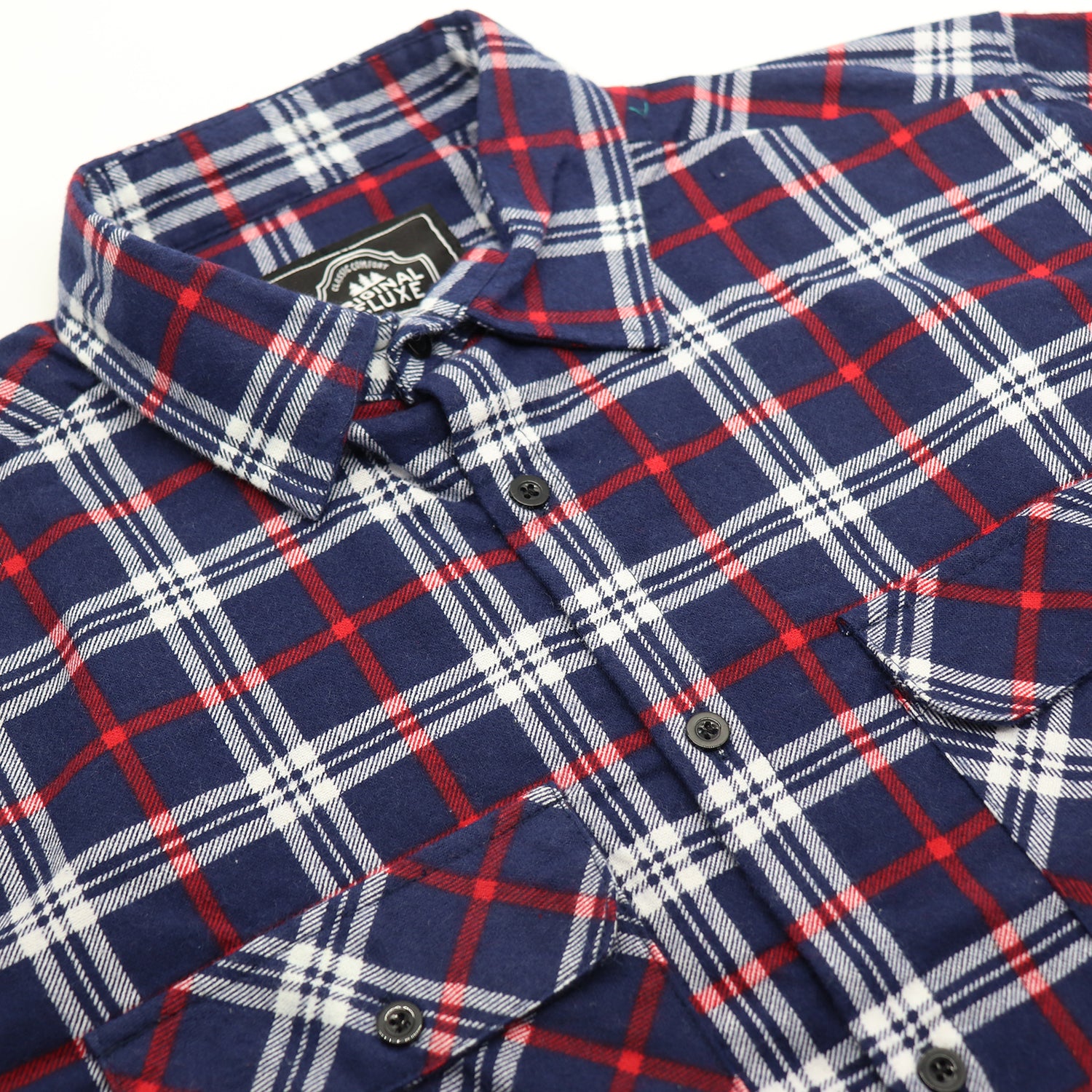 Men's 100% Cotton Flannelette Shirt Long Sleeve Plaid Check Flannel w Pockets, Patriot Navy Plaid, XL 4