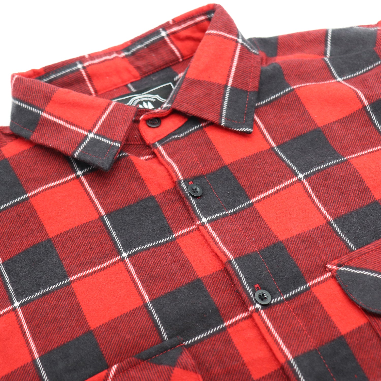 Men's 100% Cotton Flannelette Shirt Long Sleeve Plaid Check Flannel w Pockets, Lumberjack Red Buffalo Plaid, M 4