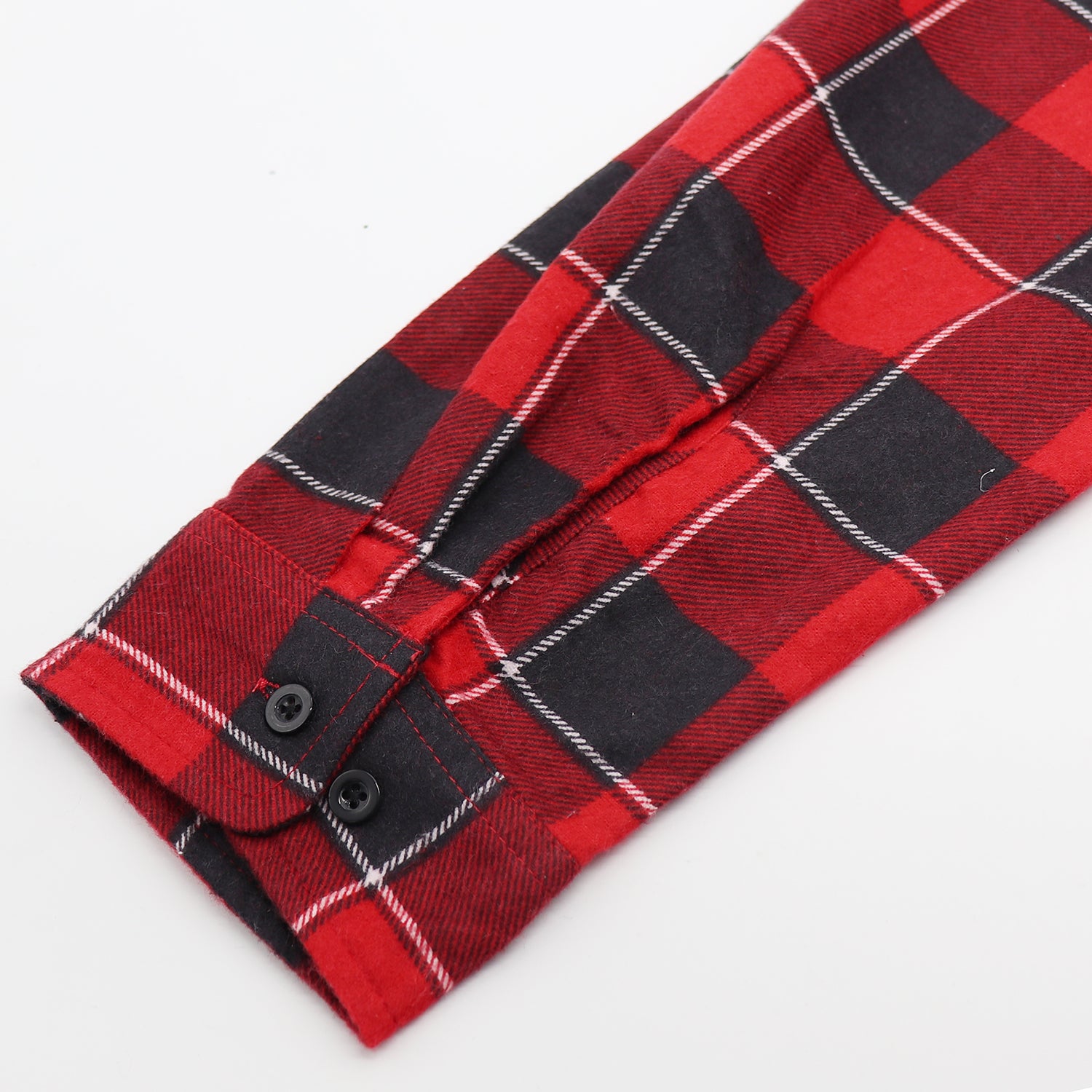 Men's 100% Cotton Flannelette Shirt Long Sleeve Plaid Check Flannel w Pockets, Lumberjack Red Buffalo Plaid, XL 6