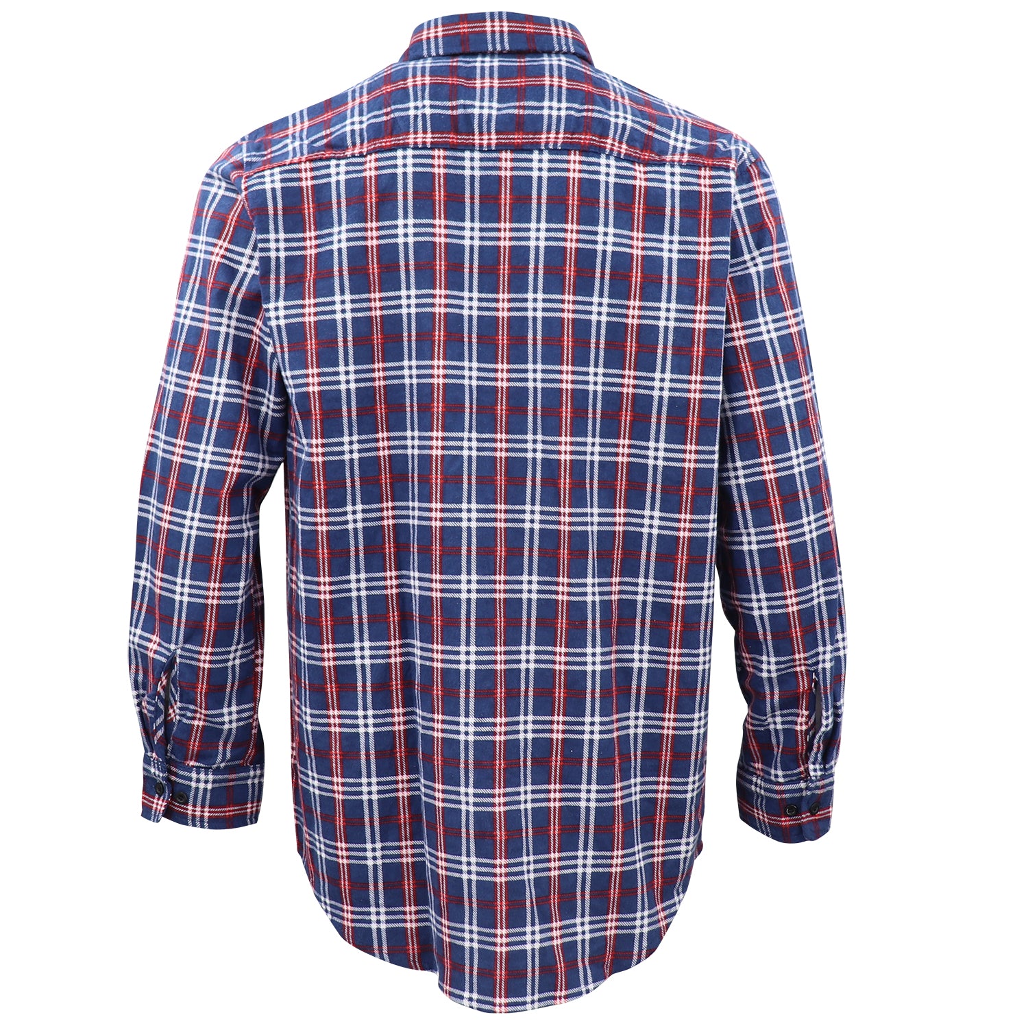 Men's 100% Cotton Flannelette Shirt Long Sleeve Plaid Check Flannel w Pockets, Patriot Blue Plaid, XL 3
