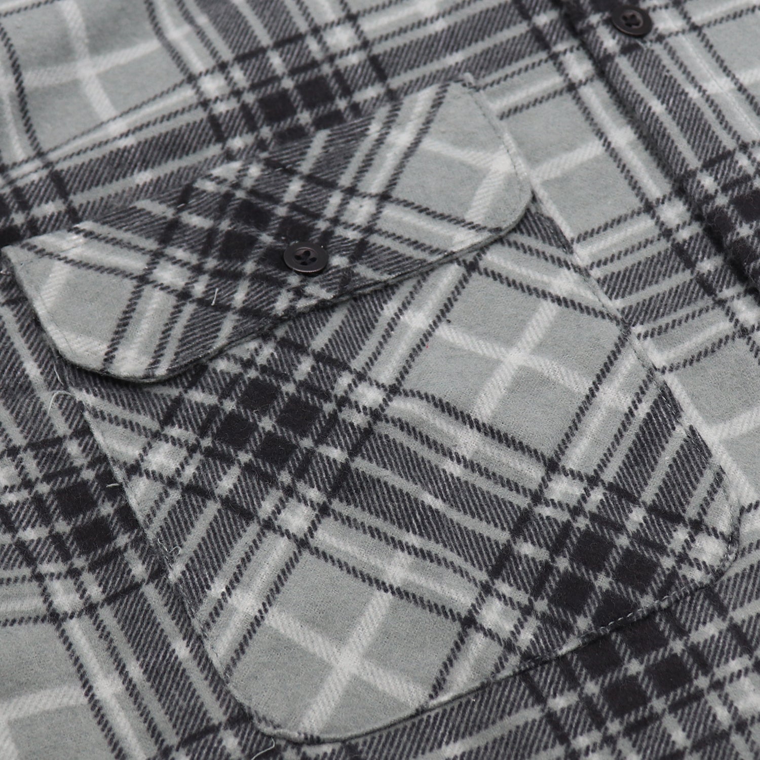 Men's 100% Cotton Flannelette Shirt Long Sleeve Plaid Check Flannel w Pockets, Granite Gray Plaid, S 5