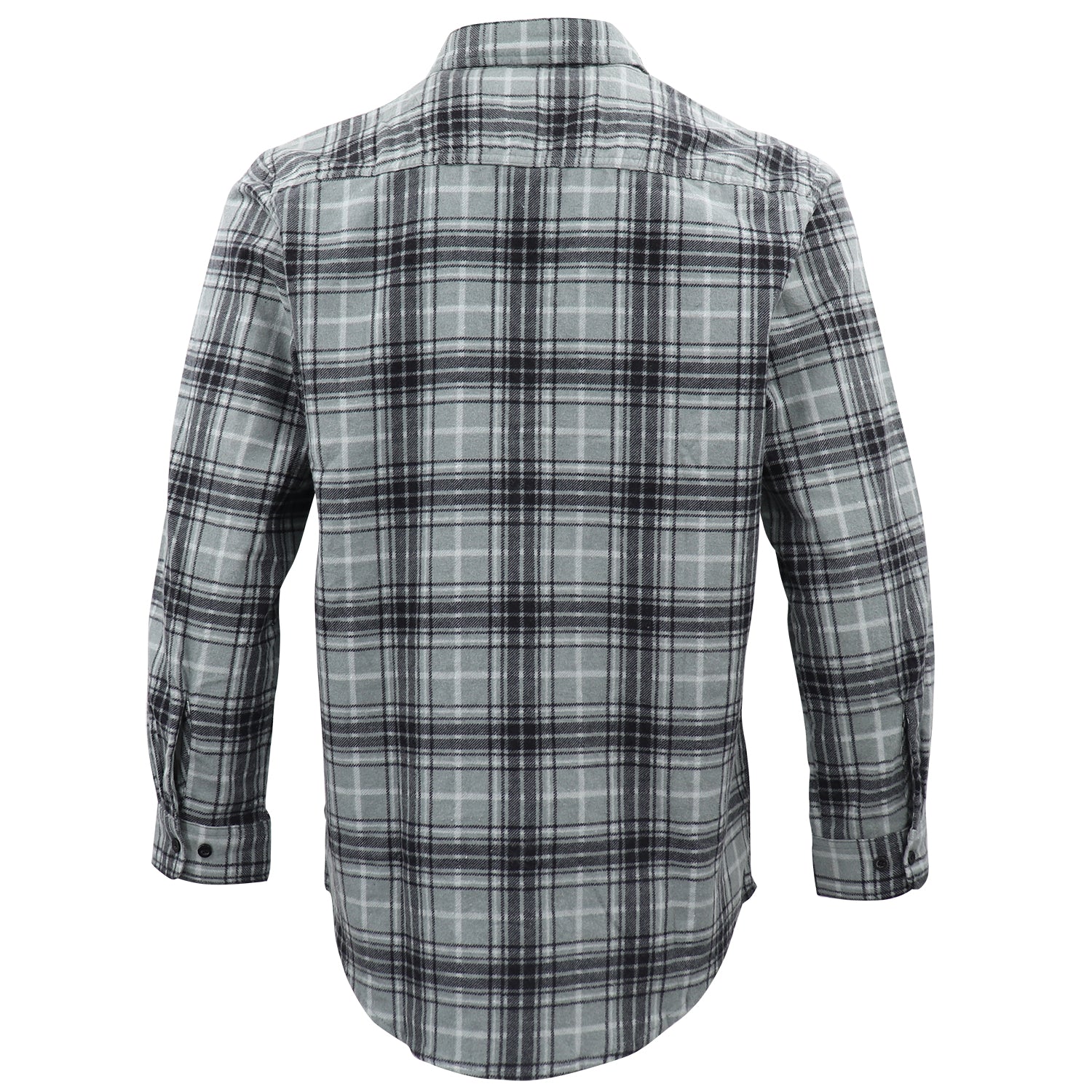 Men's 100% Cotton Flannelette Shirt Long Sleeve Plaid Check Flannel w Pockets, Granite Gray Plaid, 2XL 3