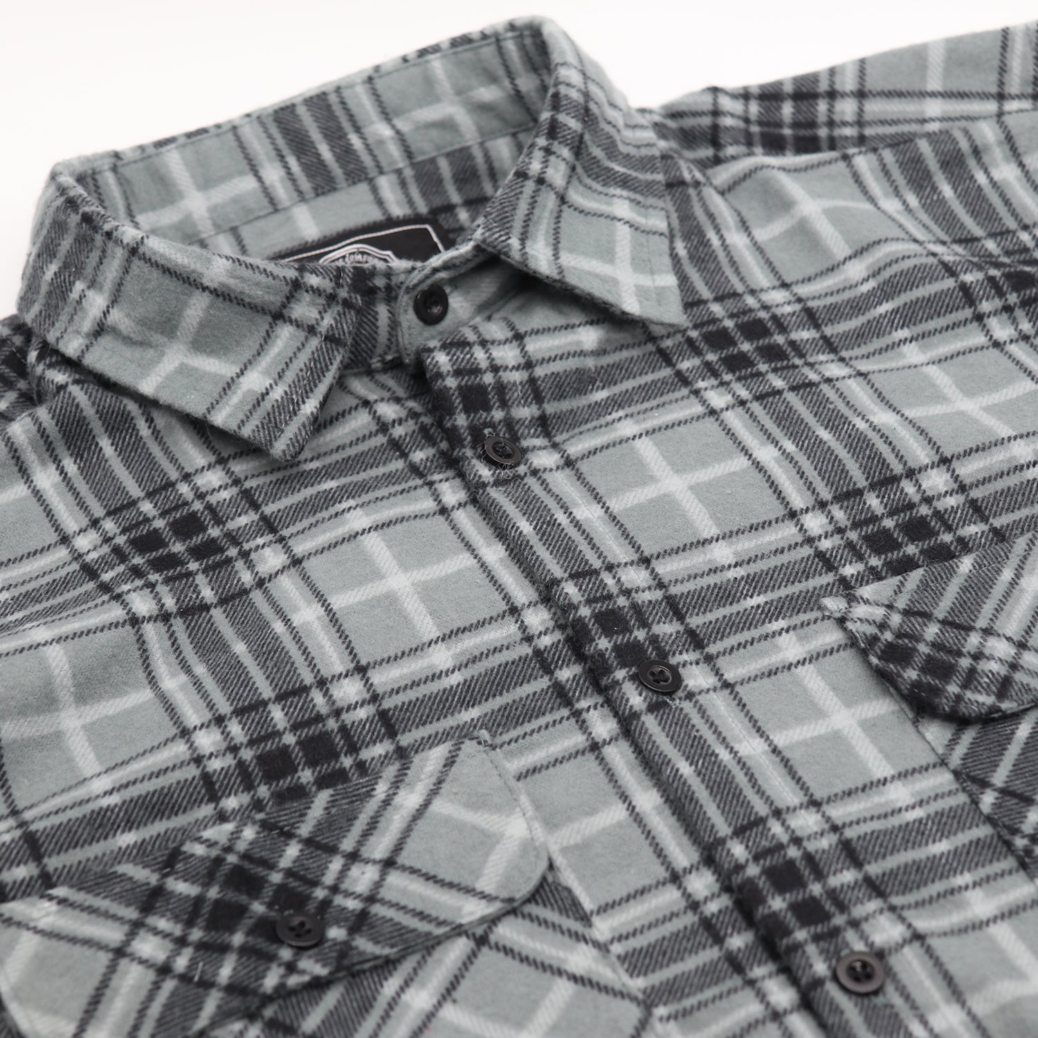 Men's 100% Cotton Flannelette Shirt Long Sleeve Plaid Check Flannel w Pockets, Granite Gray Plaid, 2XL 4