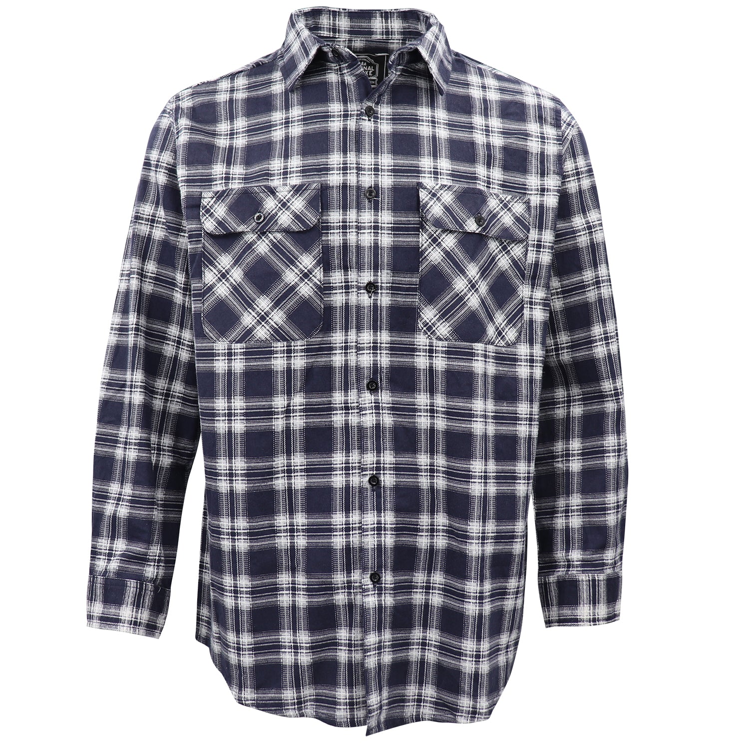Men's 100% Cotton Flannelette Shirt Long Sleeve Plaid Check Flannel w Pockets, Midnight Navy Plaid, S