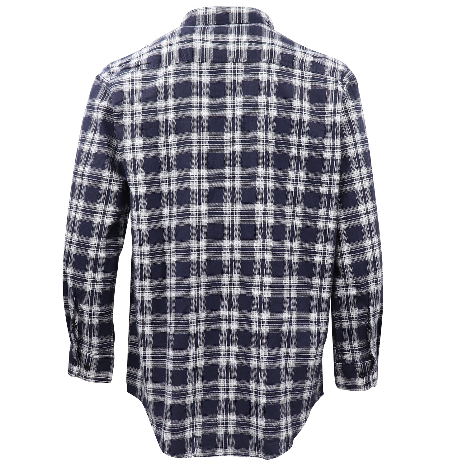 Men's 100% Cotton Flannelette Shirt Long Sleeve Plaid Check Flannel w Pockets, Midnight Navy Plaid, M 3