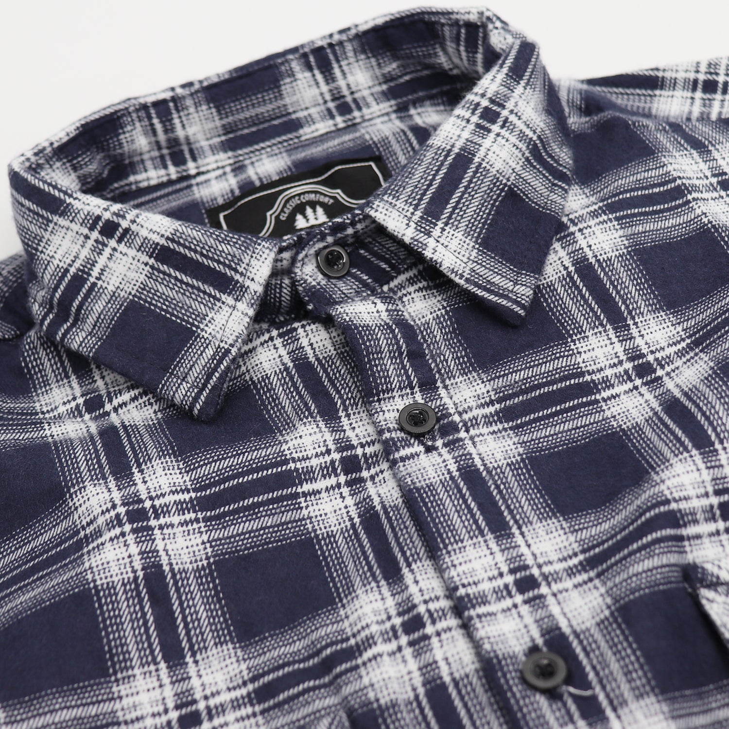 Men's 100% Cotton Flannelette Shirt Long Sleeve Plaid Check Flannel w Pockets, Midnight Navy Plaid, M 4