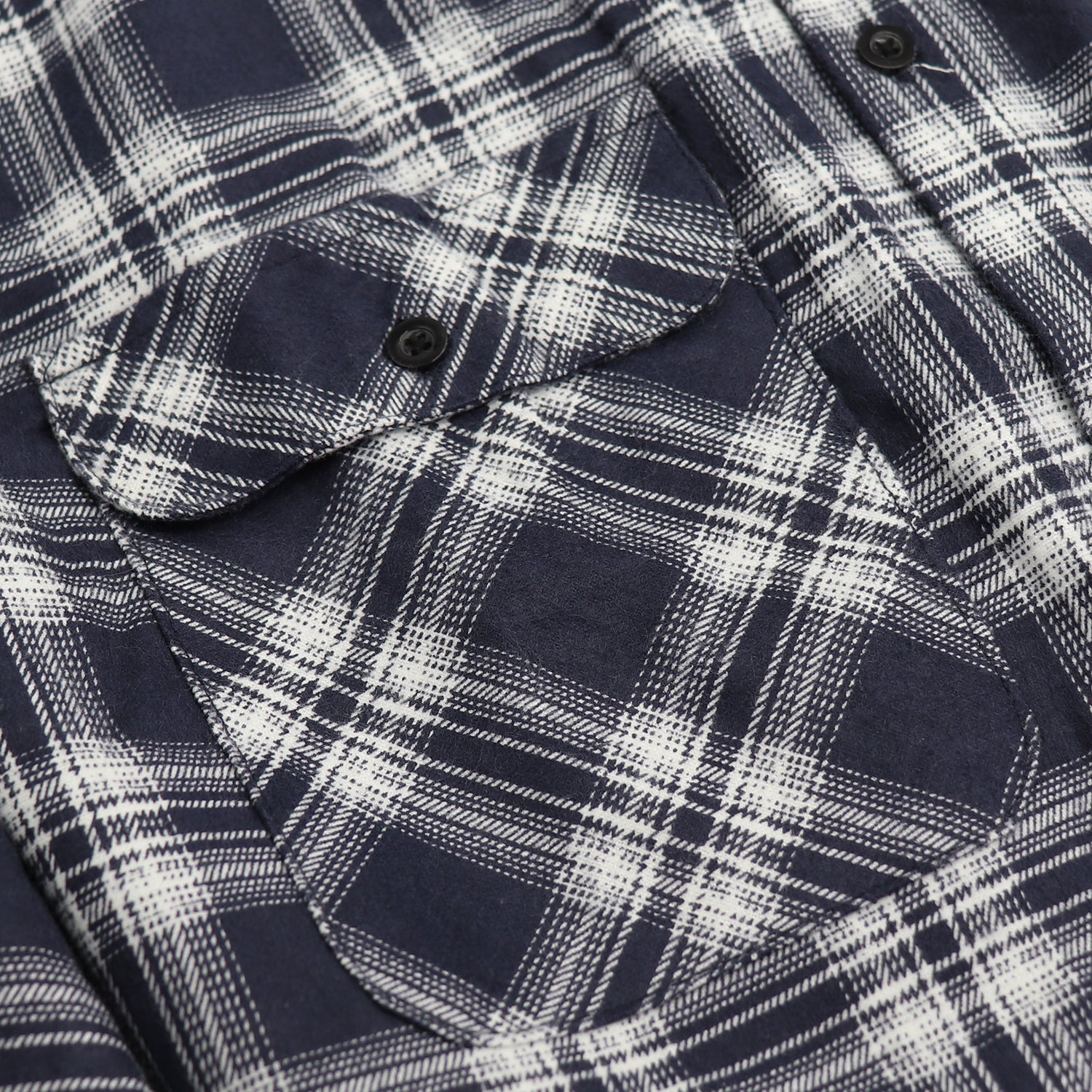 Men's 100% Cotton Flannelette Shirt Long Sleeve Plaid Check Flannel w Pockets, Midnight Navy Plaid, L 5