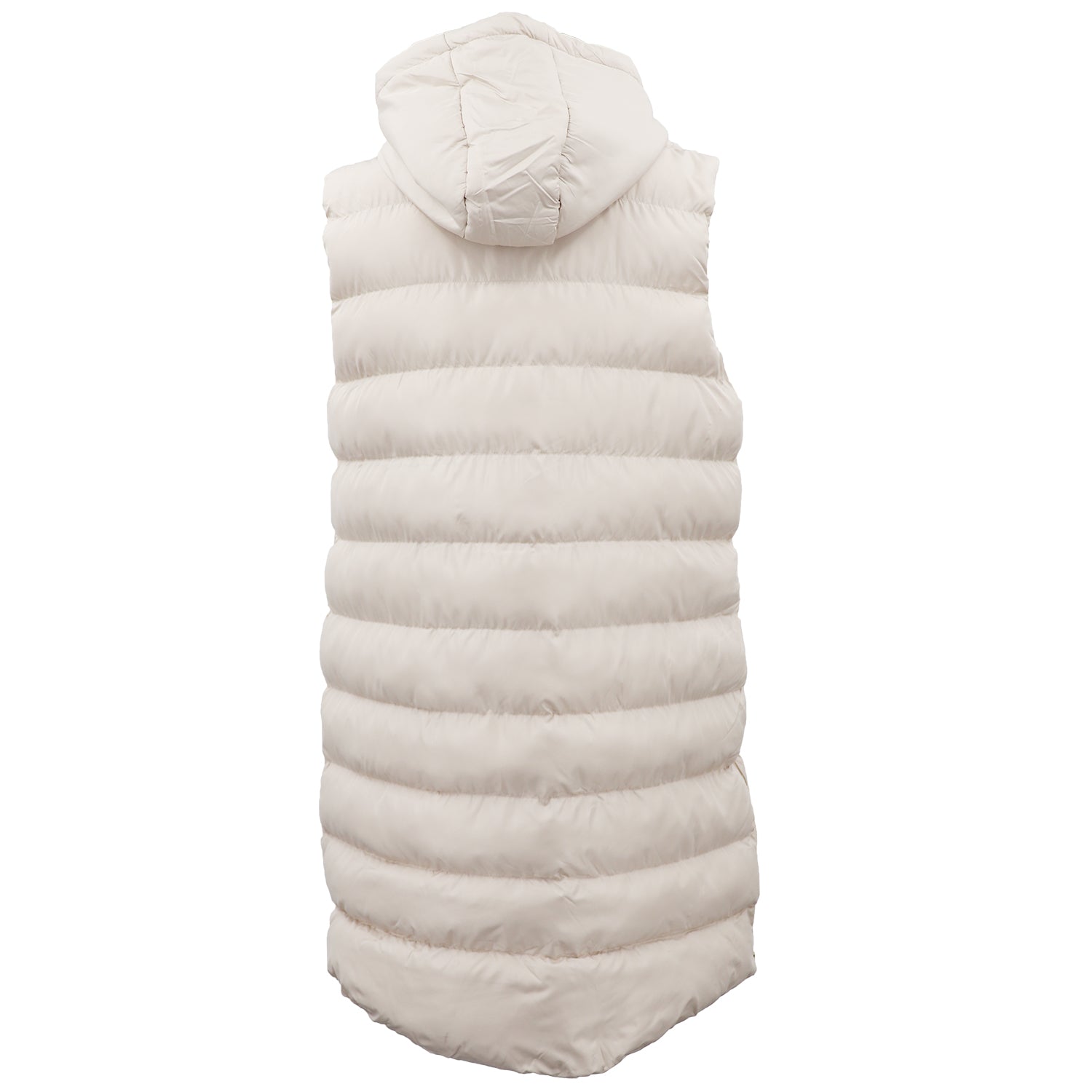 Women's Longline Padded Vest Hooded Jacket Puffer Puffy Quilted Zip Coat Gilet, Khaki, 18 3
