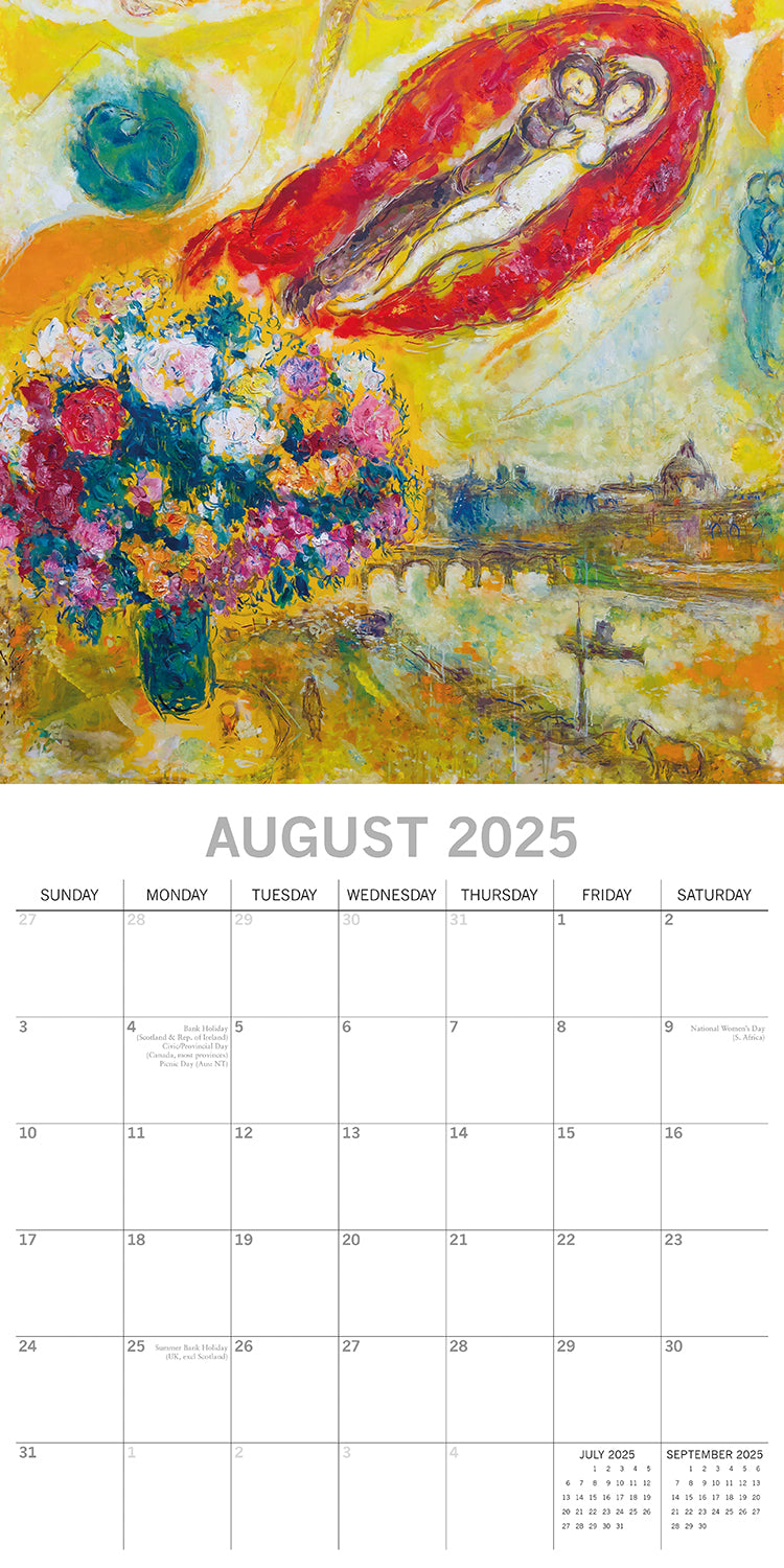 Chagall - 2025 Square Wall Calendar Arts 16 Months Premium Planner Gift 4