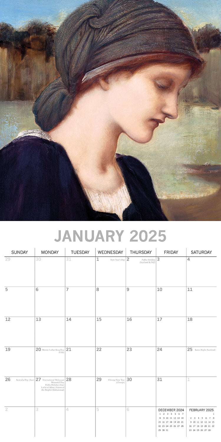Pre-Raphaelites - 2025 Square Wall Calendar Arts 16 Months Premium Planner Gift 3