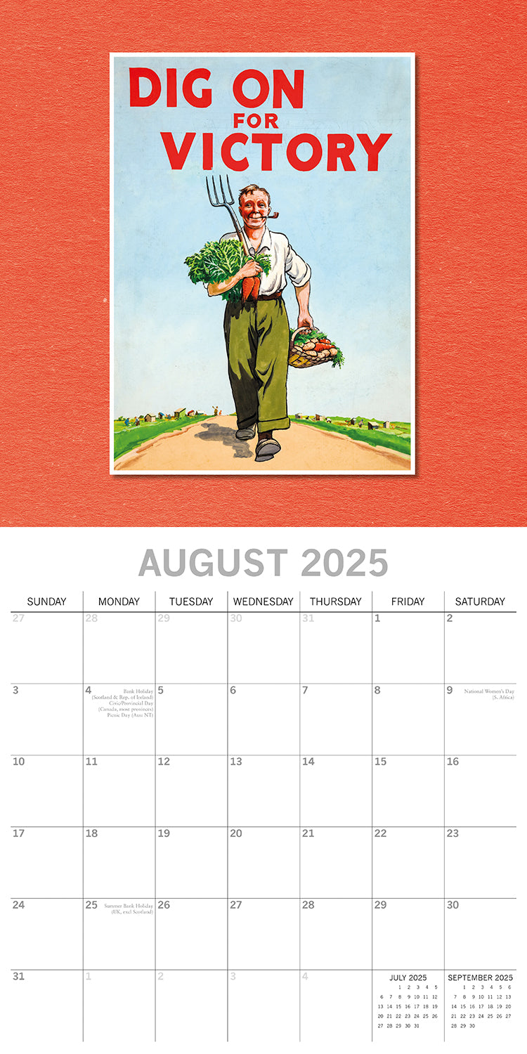 World War Posters - 2025 Square Wall Calendar Arts 16 Months Premium Planner 4