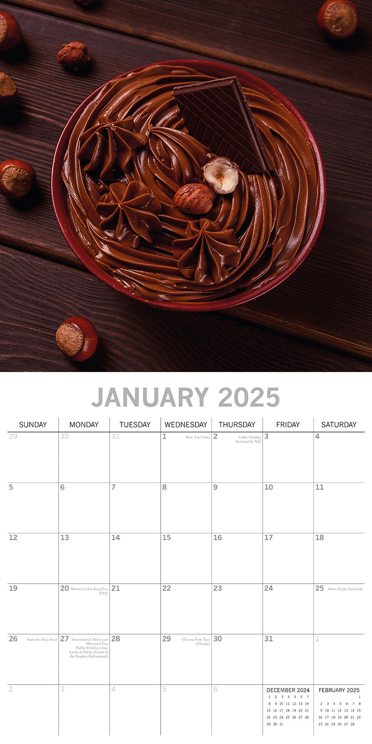 Chocolate 2025 Square Wall Calendar Food 16-Month Christmas Premium Planner Gift 3