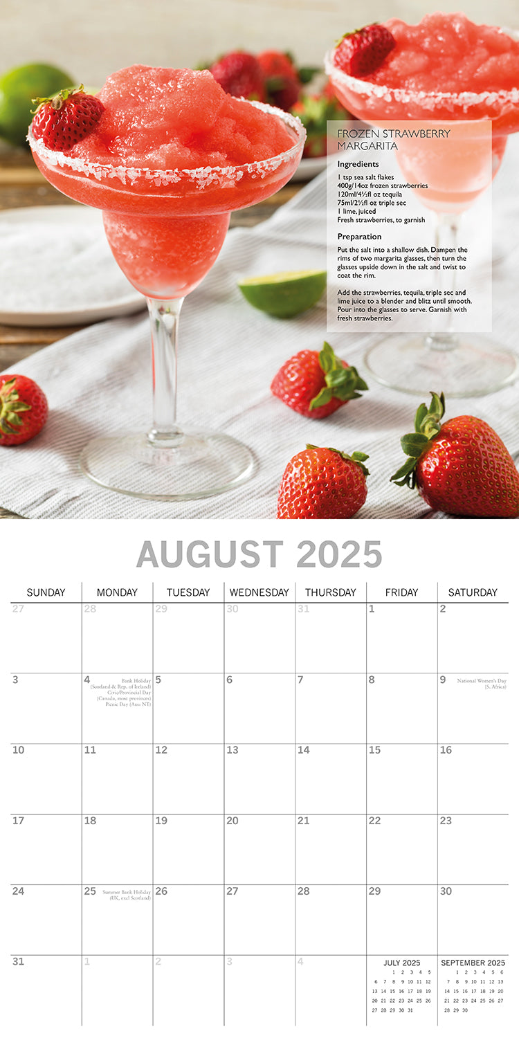 Cocktails 2025 Square Wall Calendar Food 16-Month Christmas Premium Planner Gift 4