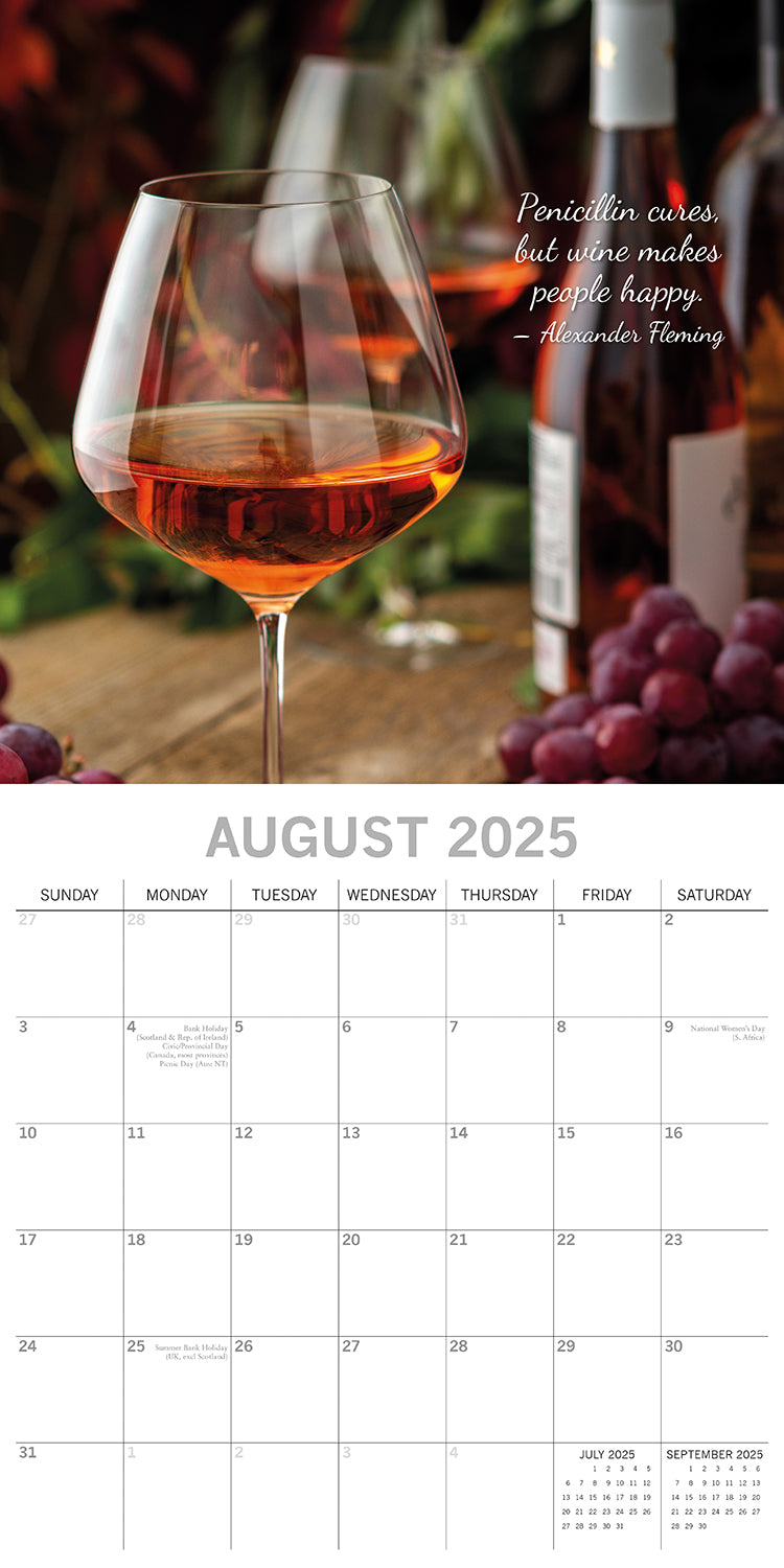 Wine 2025 Square Wall Calendar Food 16 Month Premium Planner Xmas New Year Gift 4