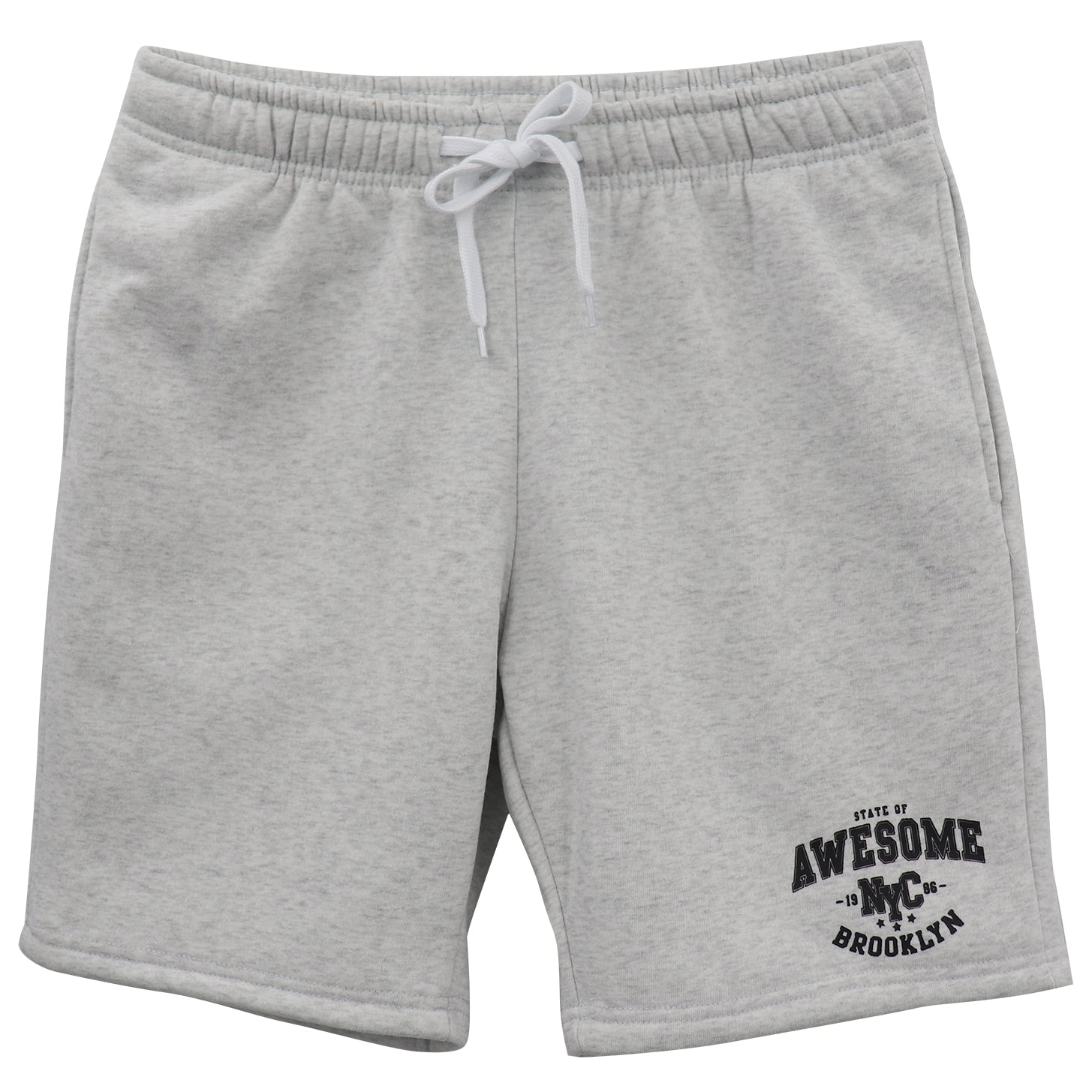 Men's Fleece Shorts Casual Sports Sweat Pants w Elastic Waist Drawstring Pockets, Light Grey, 2XL