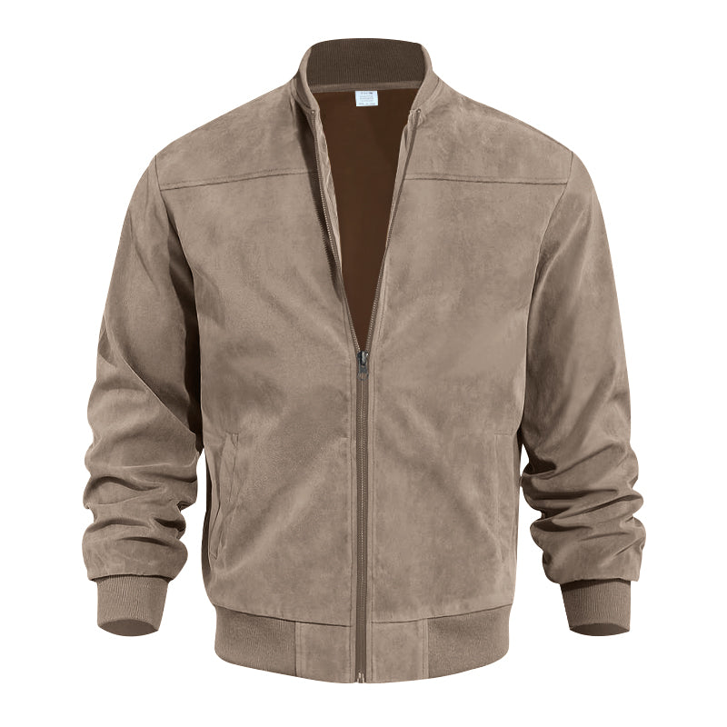 Men's Varsity Bomber Flight Jacket Breathable Windbreaker Zip Coat Faux Leather, Brown, M 5