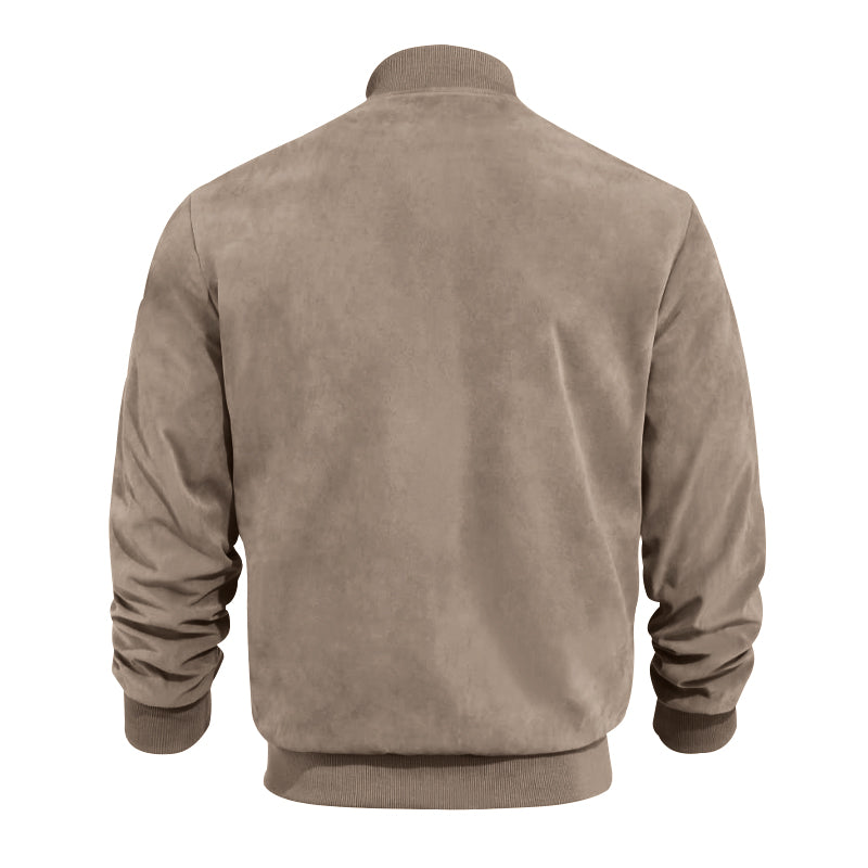 Men's Varsity Bomber Flight Jacket Breathable Windbreaker Zip Coat Faux Leather, Brown, 3XL 6