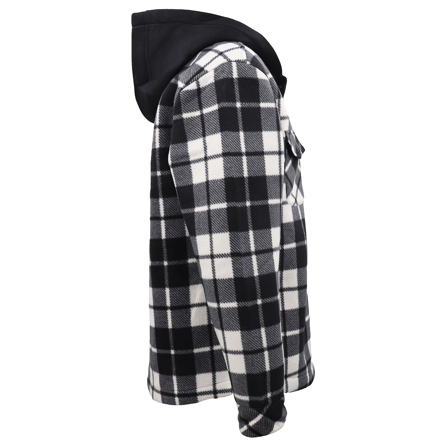 Men's Hooded Flannel Jacket Flannelette Plaid Fleece Shirt Zip Up Winter Coat, Black, 2XL 3