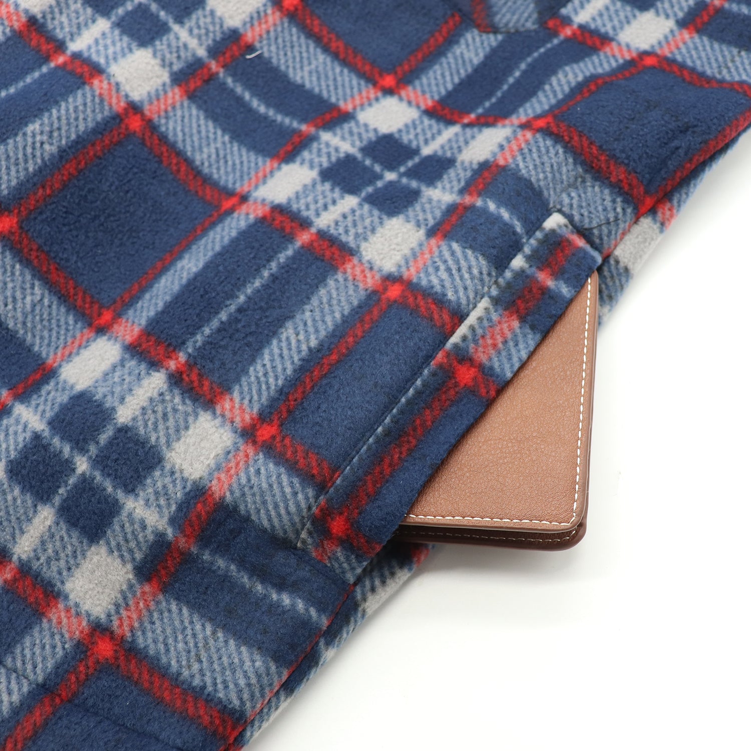 Men's Hooded Flannel Jacket Flannelette Plaid Fleece Shirt Zip Up Winter Coat, Blue, L 6