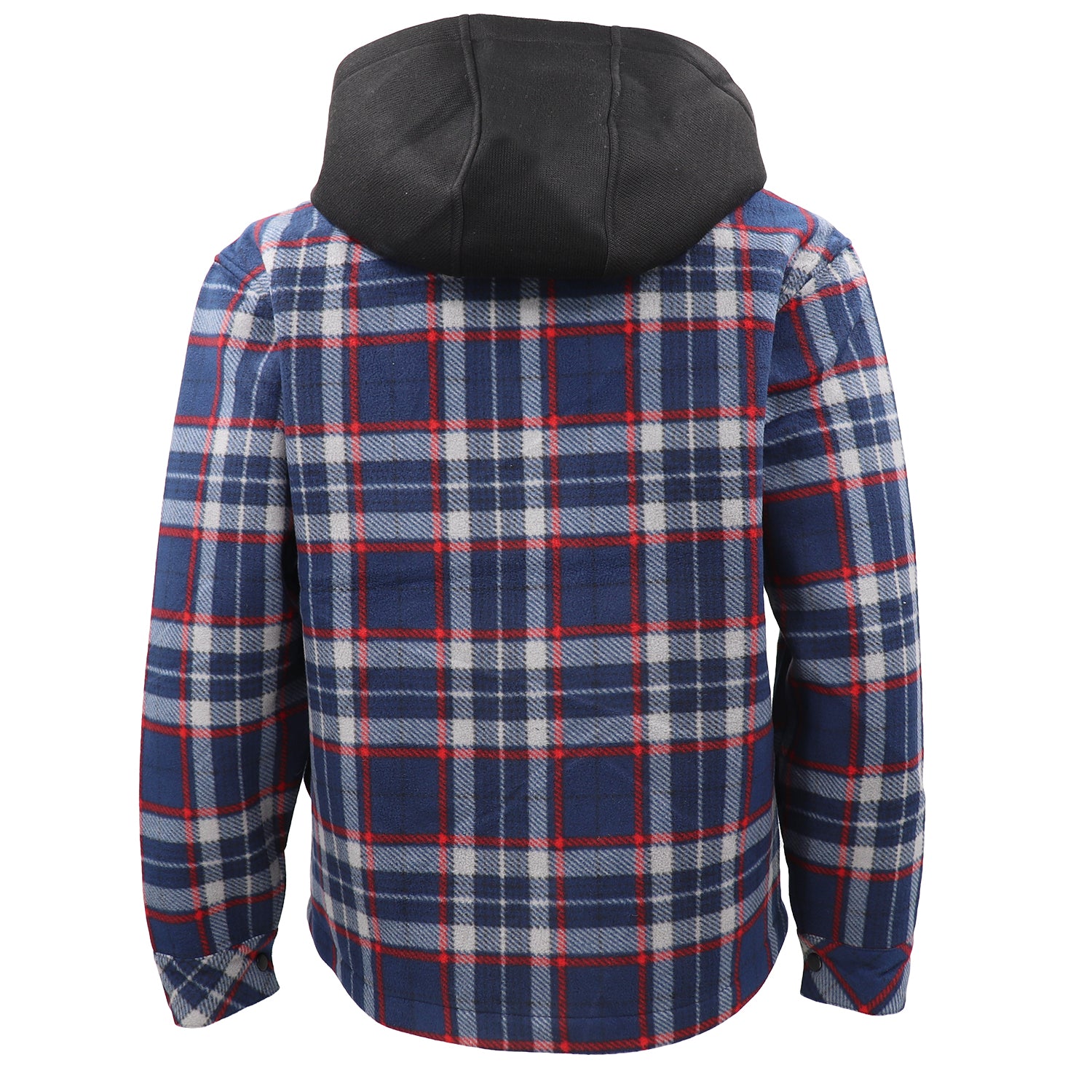 Men's Hooded Flannel Jacket Flannelette Plaid Fleece Shirt Zip Up Winter Coat, Blue, XL 4