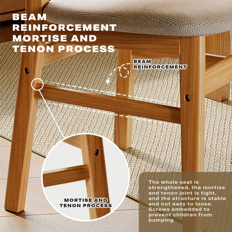 Dining Chairs Kitchen Chair Natural Wood Linen Fabric Cafe Lounge Chairs 7