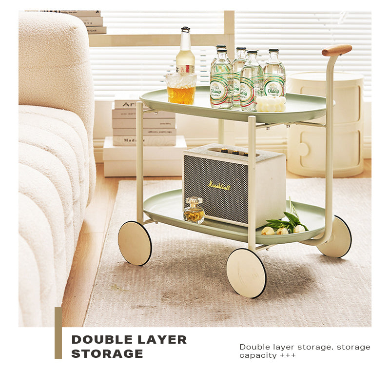 Movable Modern  Trolley Small Unit Coffee Table Cart Storage Sofa Side Table with Wheels 4