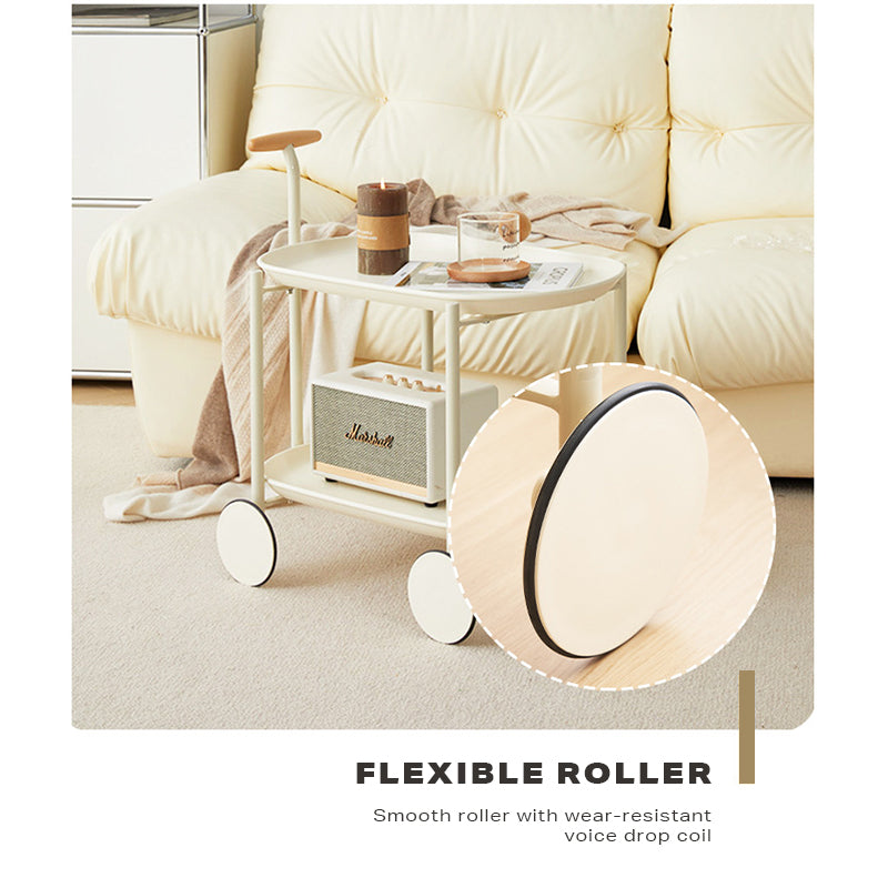 Movable Modern  Trolley Small Unit Coffee Table Cart Storage Sofa Side Table with Wheels 5