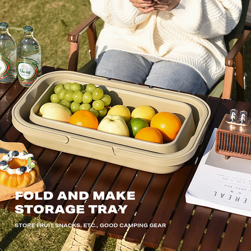 2IN1 Portable Folding Picnic Basket Tour Storage Baskets Outdoor Basket With Lid 8