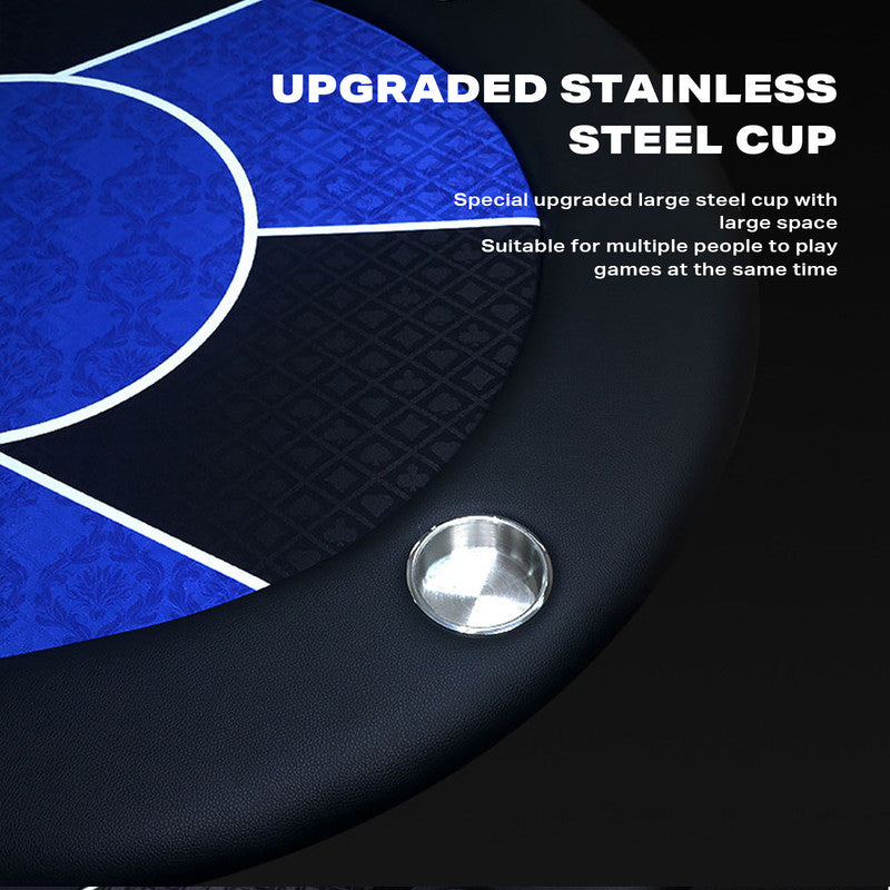 10 Player Foldable Blue Color Poker Table Blackjack Texas Holdem Table with Cup Holders 5