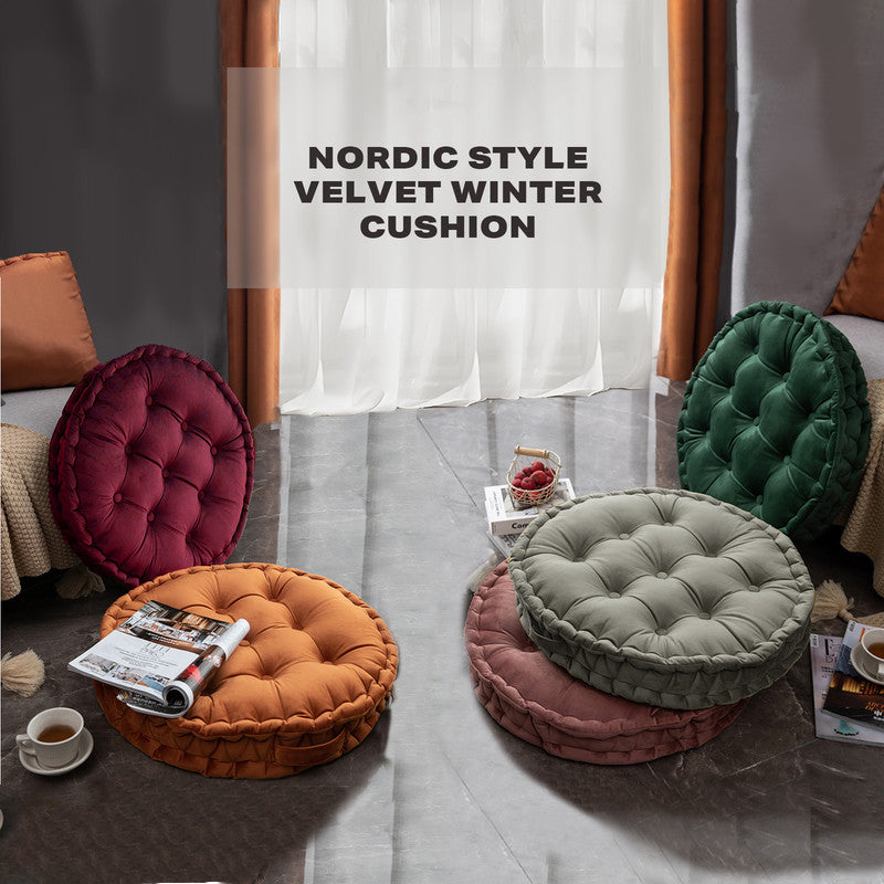 Luxury Round Pouf Tatami Cushion Meditation Floor Mat with Handle 8