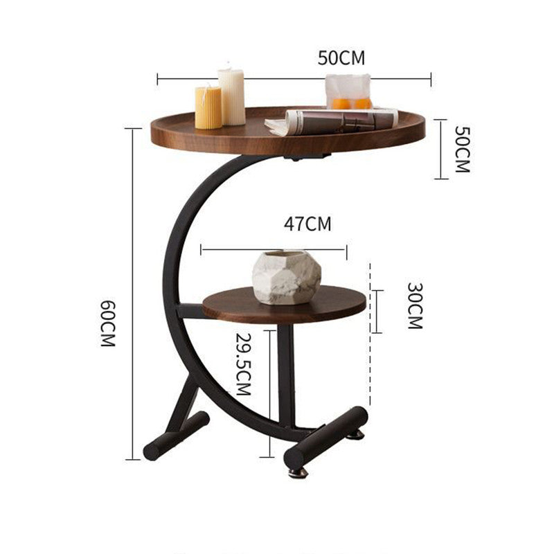 2 Tier End Table Sofa Side End Table Round Nightstand with Sturdy Metal Frame 5