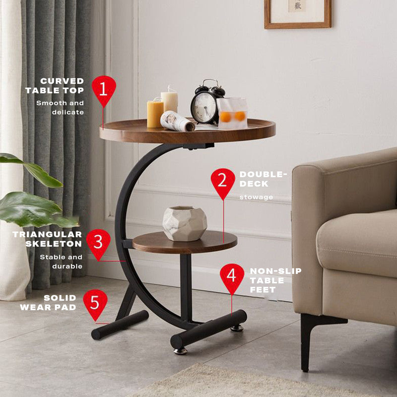 2 Tier End Table Sofa Side End Table Round Nightstand with Sturdy Metal Frame 4